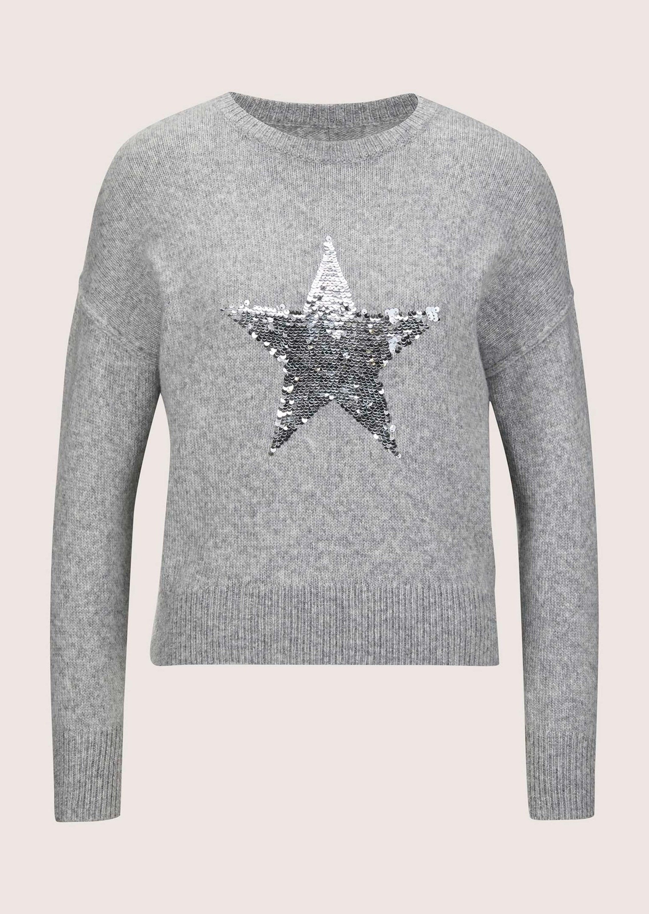 Strickpullover Rundhals-Pullover mit Applikation