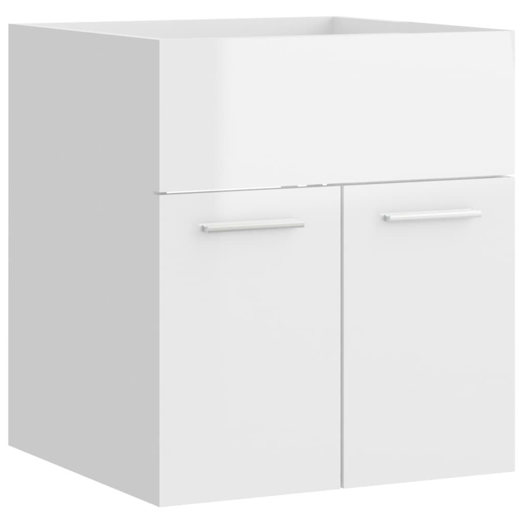 vidaXL Waschtisch Waschbeckenunterschrank Waschtischschrank Unterschrank Hochglanz-Weiß
