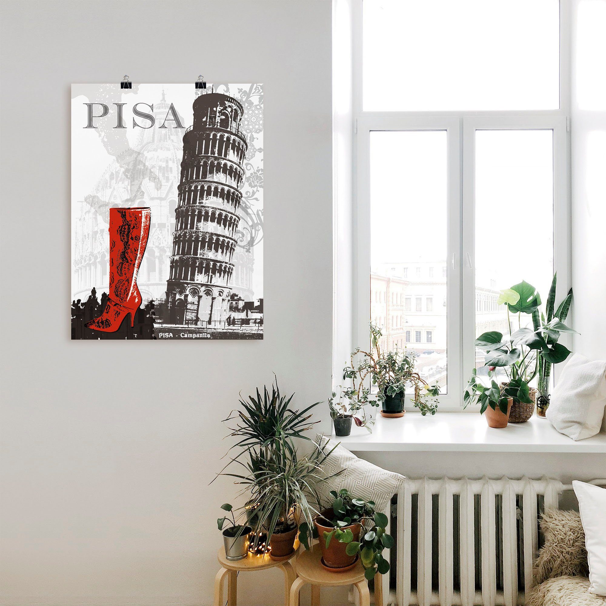 versch. Pisa Wandaufkleber Alubild, Wandbild Gebäude als oder St), Artland Chic, Leinwandbild, in (1 Größen - Poster