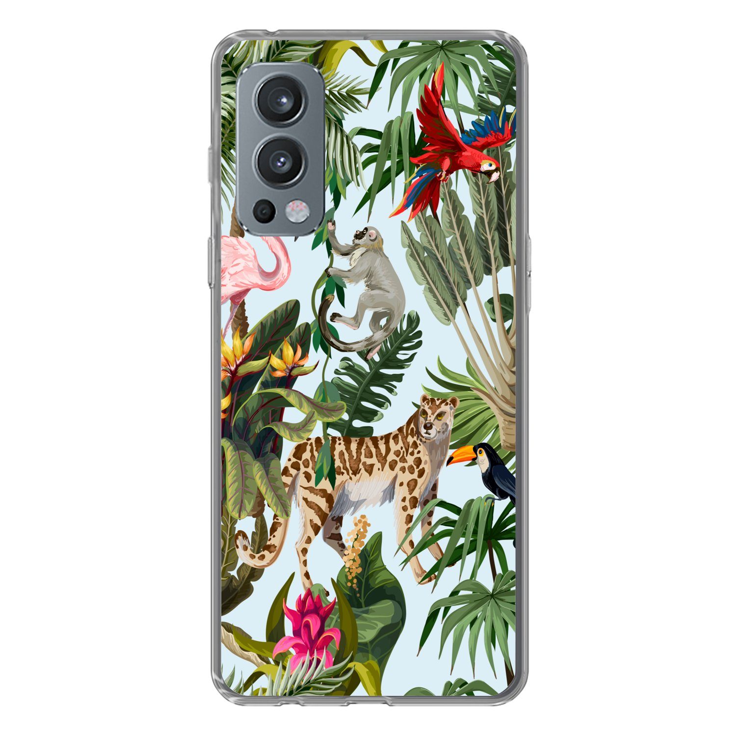MuchoWow Handyhülle für OnePlus Nord 2 5G Dschungel - Tiere - Mädchen - Kinder - Jungen -, Phone Case, Silikon, Schutzhülle Dünn