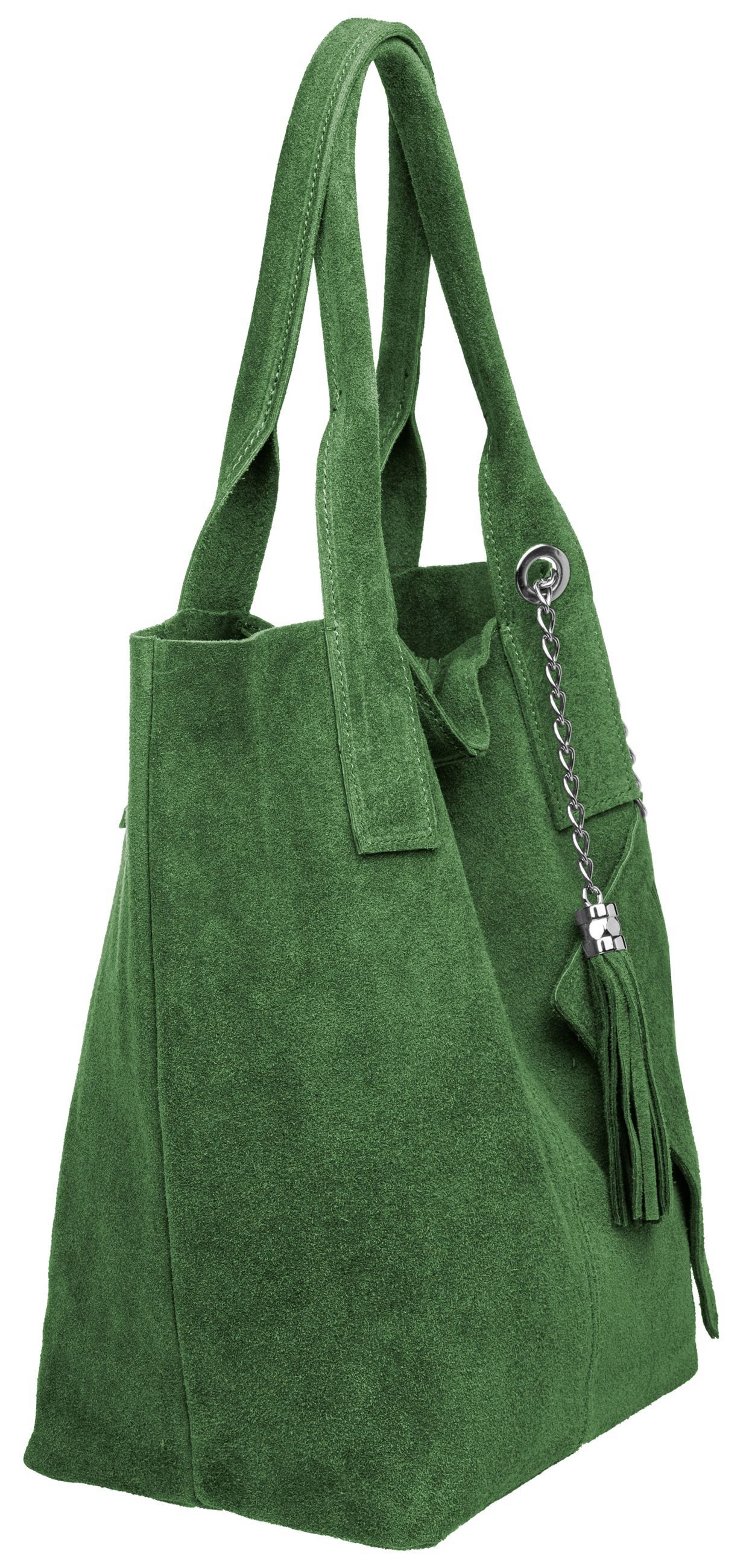 Caspar Schultertasche große Wildleder Shopper Damen Tasche - CLASSIC LINE - Modell No.828, 100% italienisches Leder - mit stylischer Metallkette & Zusatztasche