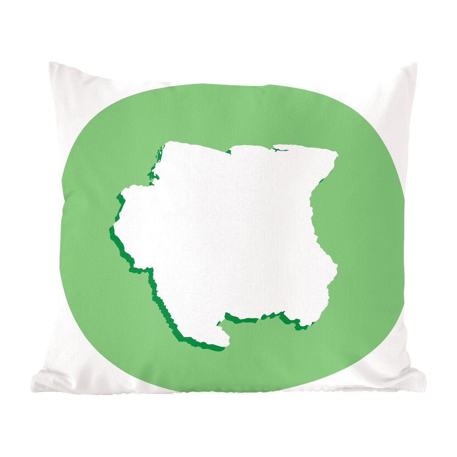 MuchoWow Dekokissen Die illustrierten Grenzen von Suriname in einem grünen Piktogramm, Zierkissen mit Füllung für Wohzimmer, Schlafzimmer, Deko, Sofakissen | Dekokissen