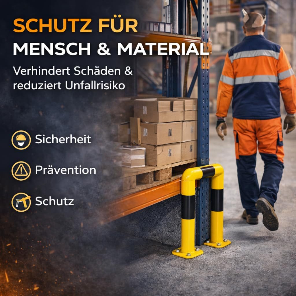 toolmate® Schutzpolster Eckschutz 60 cm Stahl – Rammschutz für Lager, Regale & Einfahrt (1 St)