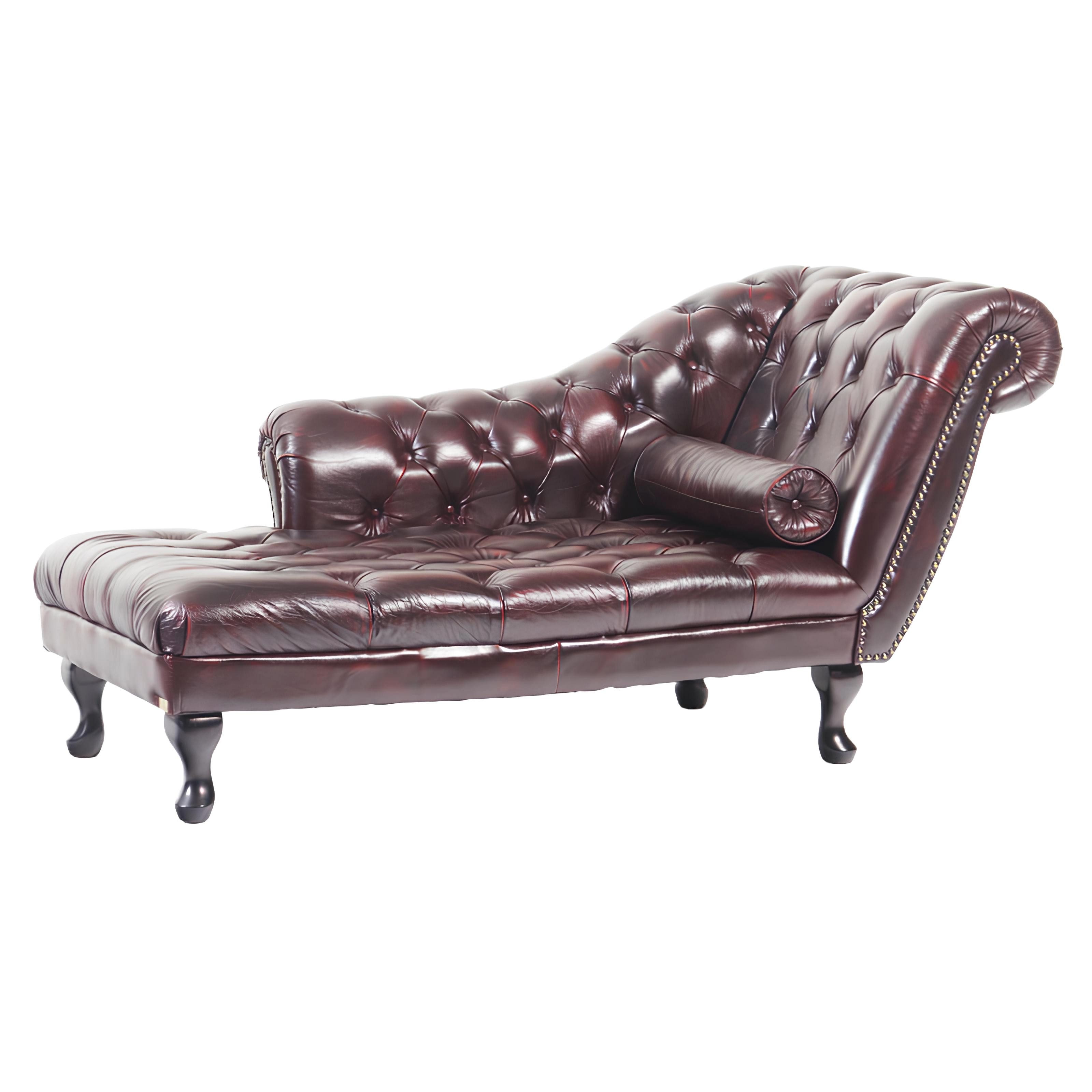 Xlmoebel Chaiselongue Chesterfield Rote Designer Liege aus hochwertigem Leder, 1 Teile, Hergestellt in Europa