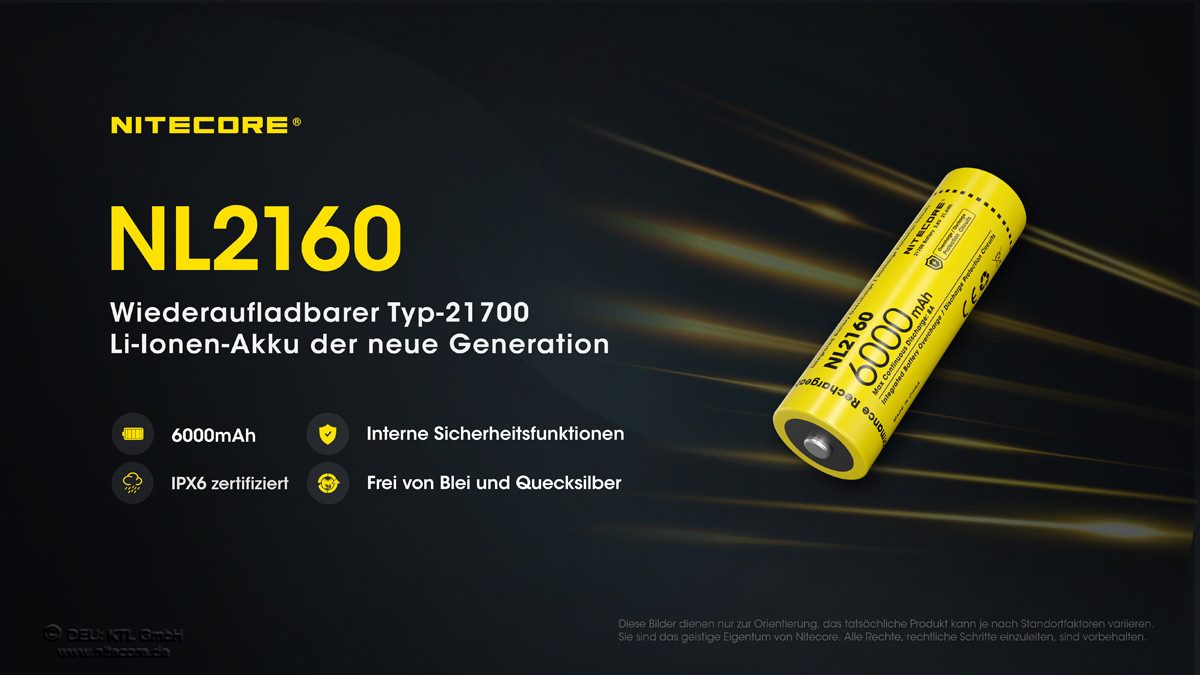 Nitecore Li-Ion Akku Typ 21700 - 6000mAh - NL2160 Akku (1 St)