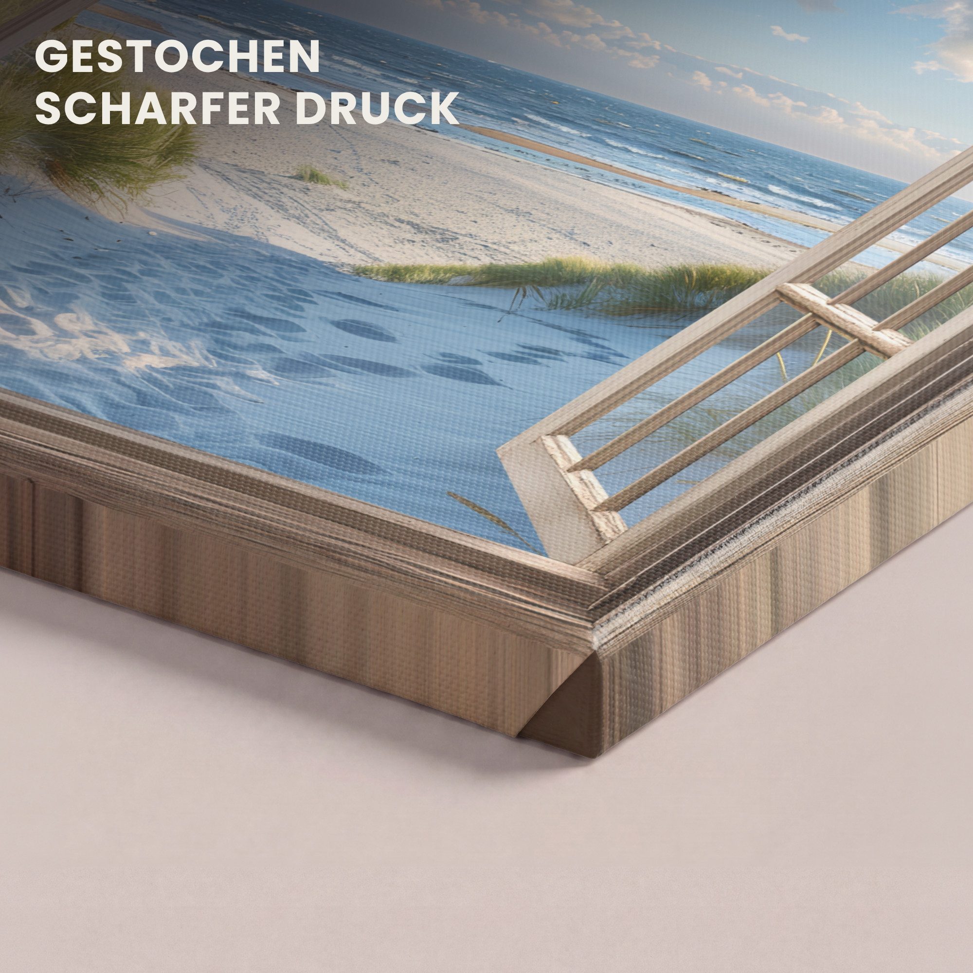 OneMillionCanvasses® Leinwandbild Aussicht - Strand - Fenster - Dünen - Meer, Fotodruck (1 St), Leinwand Bilder Klein, Wand Dekoration Aesthetic 30x20 cm – Bild 3 von 5