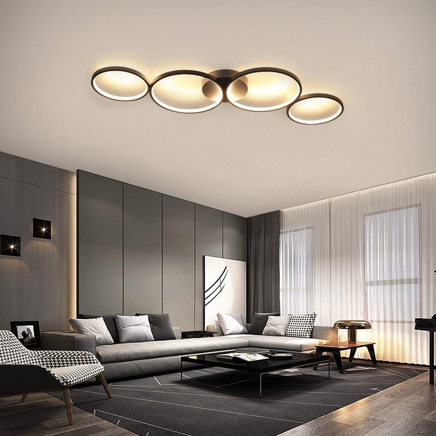 ZMH Deckenleuchte Wohnzimmer Modern 4/5 Flammig Ringoptik Design 37/70W Sch günstig online kaufen