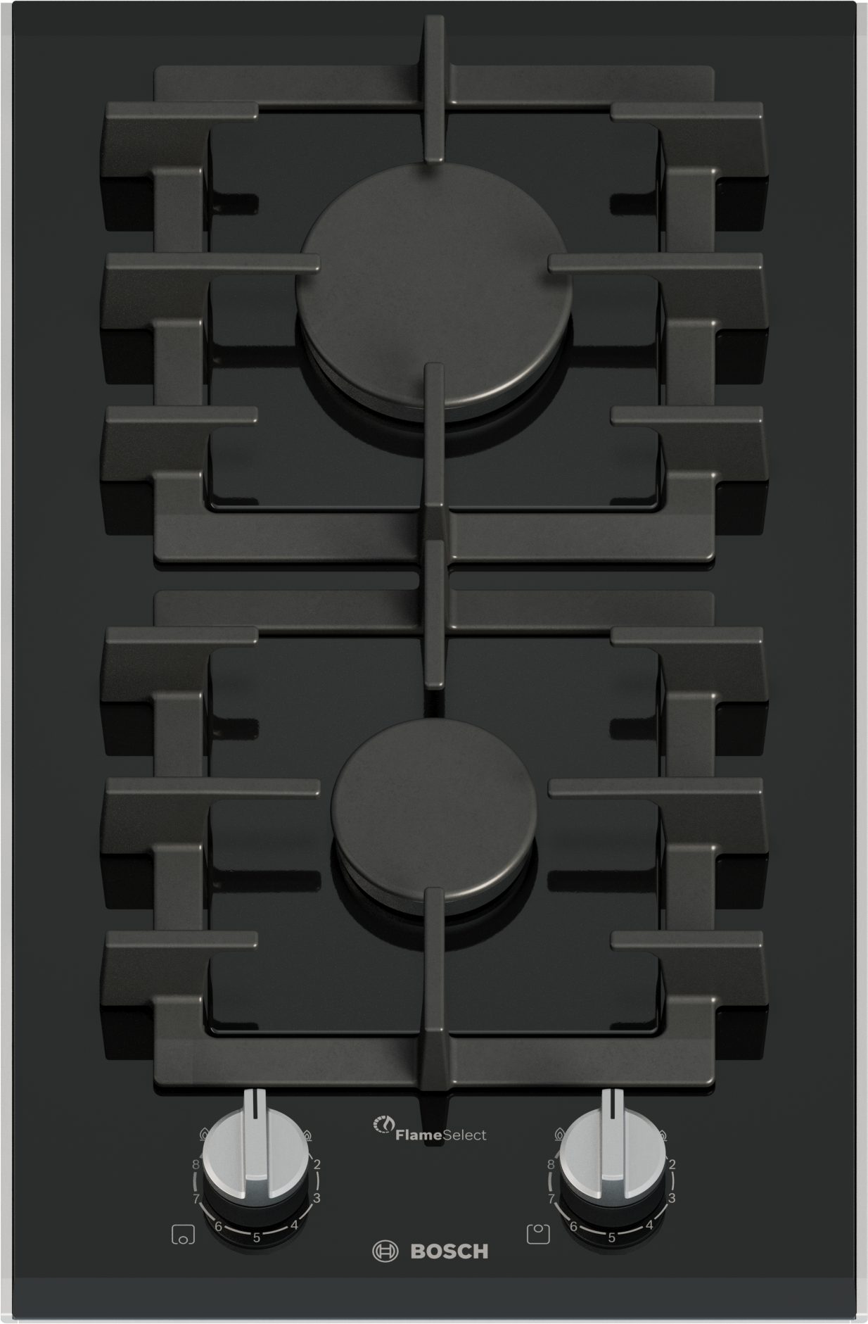 BOSCH Gas-Kochfeld Serie 8 PRB3A6I40, Präzises FlameSelect mit 9 Stufen & spülmaschinenfeste Topfträger
