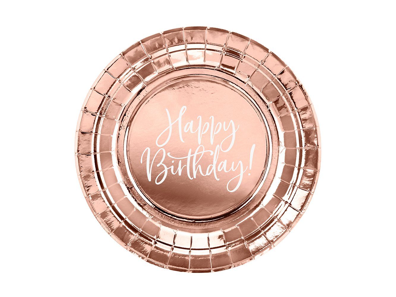 partydeco Pappteller, Pappteller Happy Birthday 18cm rosegold 6er Set