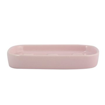 MSV Badaccessoires-Sets LOUISE, Zubehör-Set aus Keramik, pastell rosa, 3 tlg., bestehend aus: Seifenspender, Zahnputzbecher, Seifenschale