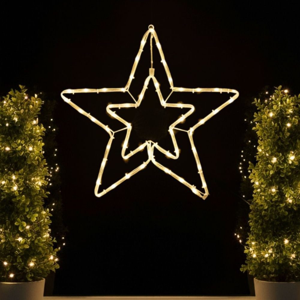 Kamelio LED Fensterbild LED Fensterdeko Weihnachten mit Timer und Batterie Fensterbild, LED, warmweiß