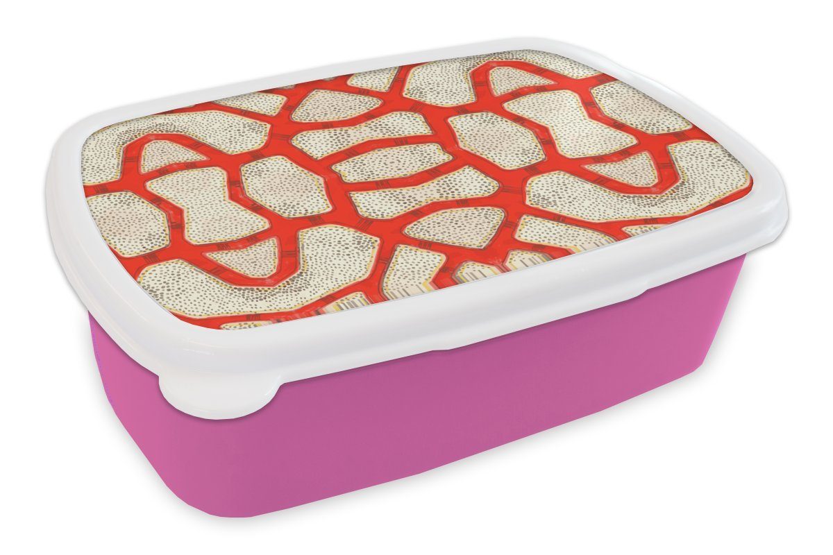 Koralle Rot Lunchbox Weiß Kinder, Brotdose (2-tlg), für Design, - Kunststoff, MuchoWow Snackbox, Kunststoff - - rosa Erwachsene, Brotbox Mädchen,