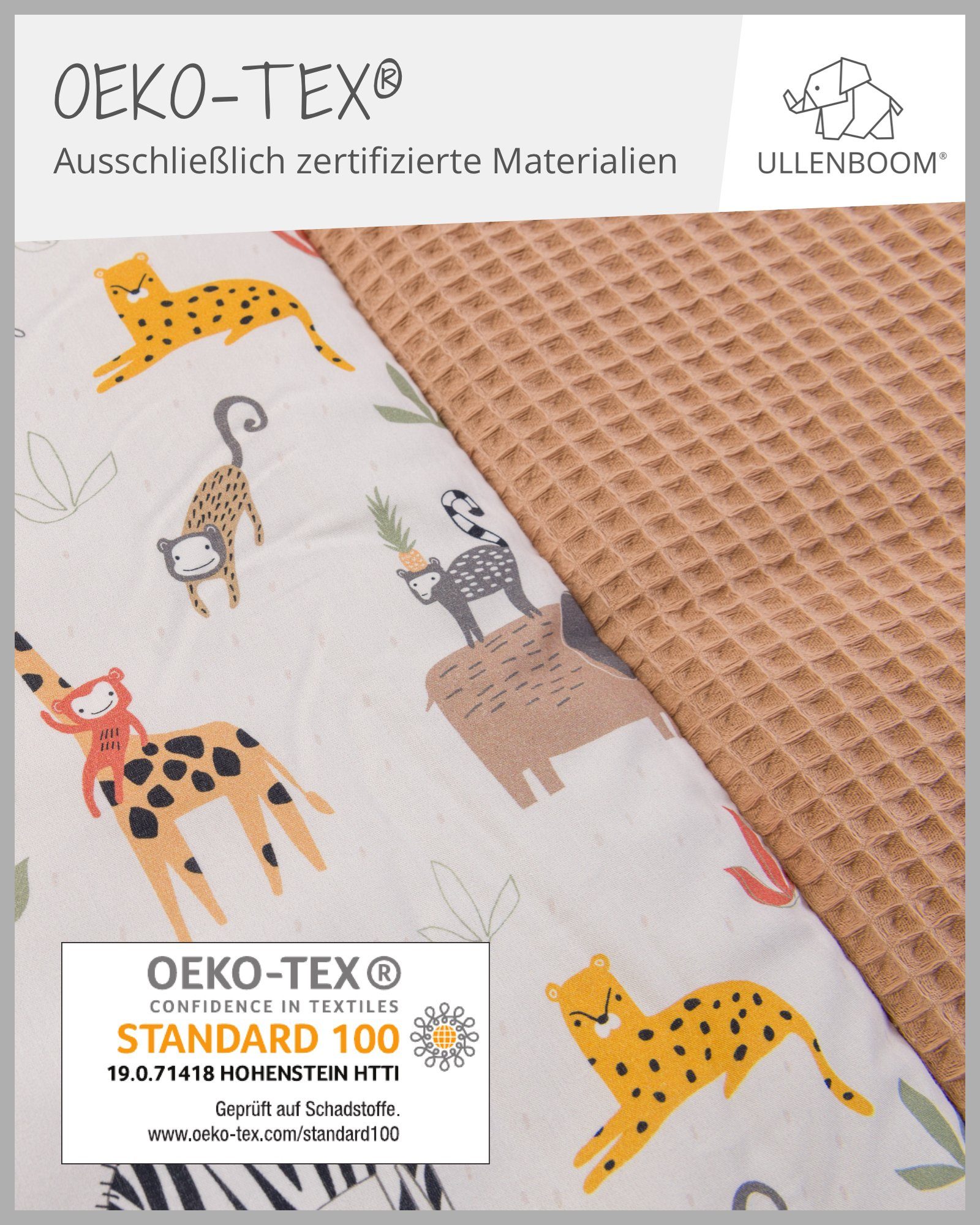 Größen Krabbeldecke verschiedenen Außenstoff Krabbeldecke Baumwolle, 100x100 ®, Savanne ULLENBOOM (Made Babys in in gepolstert, cm, EU), 100% Sand Dick