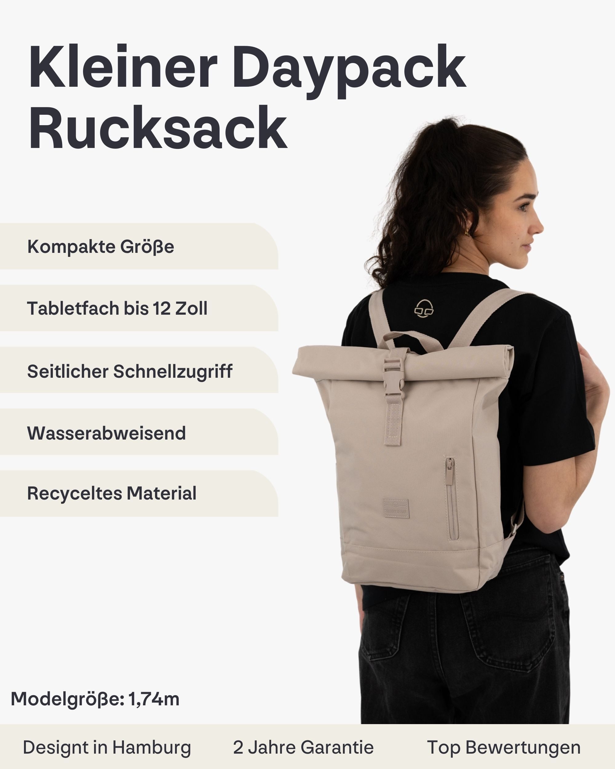 Johnny Urban Cityrucksack Robin Small, Rolltop Damen Herren (1-tlg), Wasserabweisend