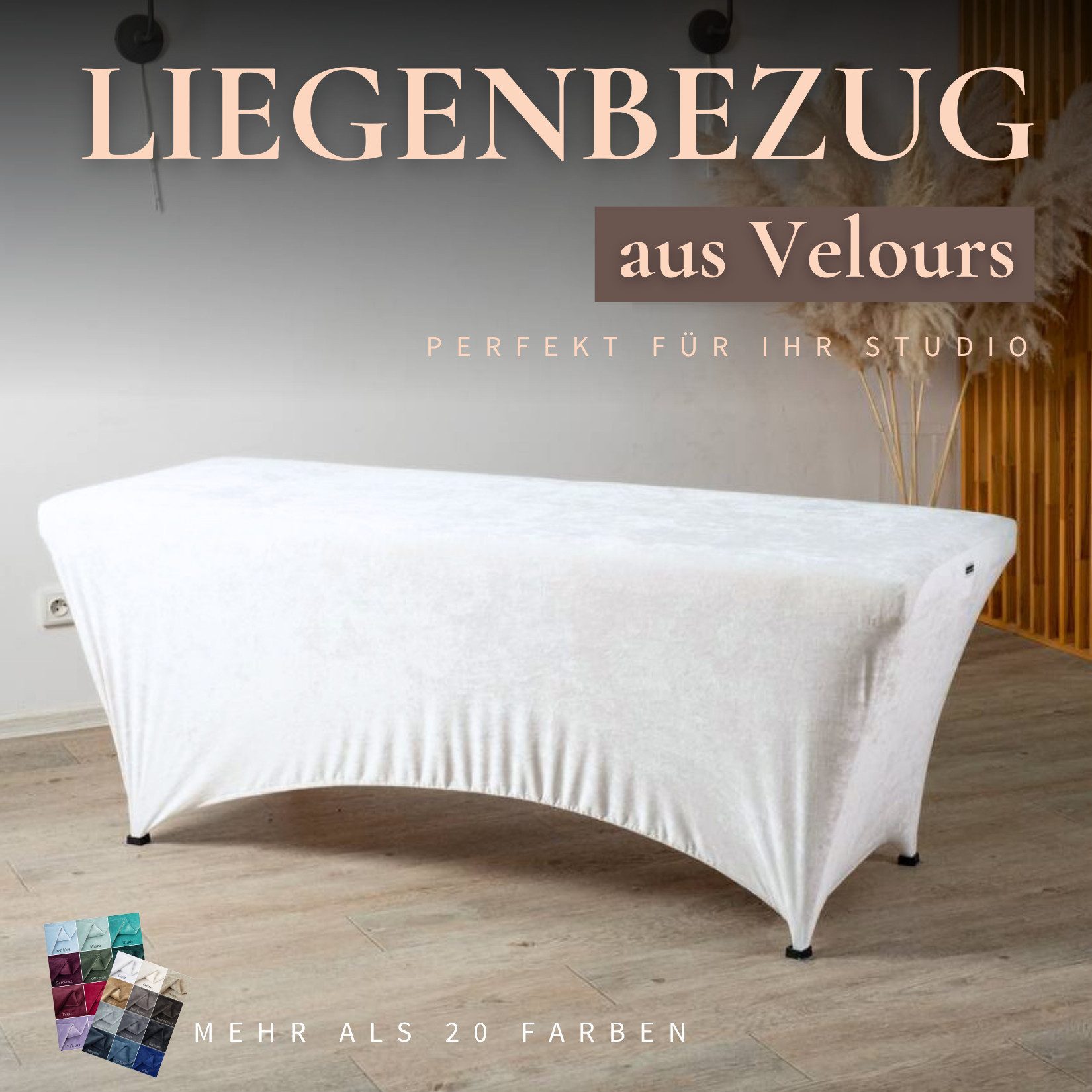 STM Company Massageliege Verlängerter Liegenbezug aus Velours für Kosmetikliege & Massageliege (Elastischer Spannbezug mit Fußaussparung), 180x60 cm/ 190x70 cm