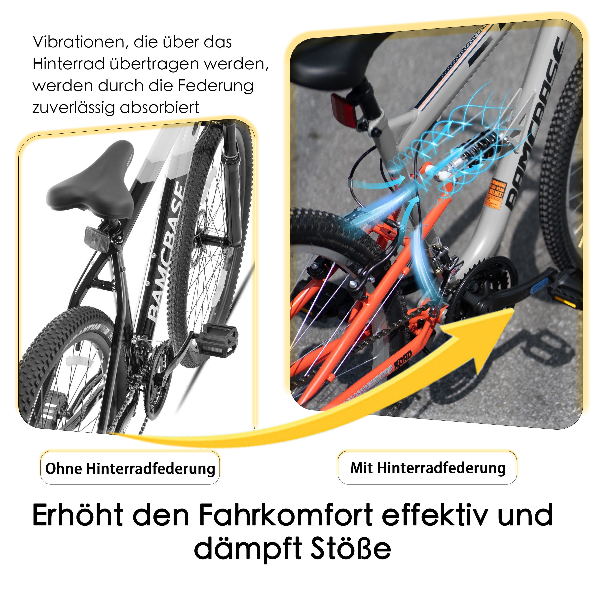 HILAND Mountainbike 26 Zoll Vollfederung Herren Fahrrad für Männer Frauen Student Pendler, Mit Hochwertiger Rahmen, ‎Doppelfederung, 21-Gang-Schaltung, Kotflügel