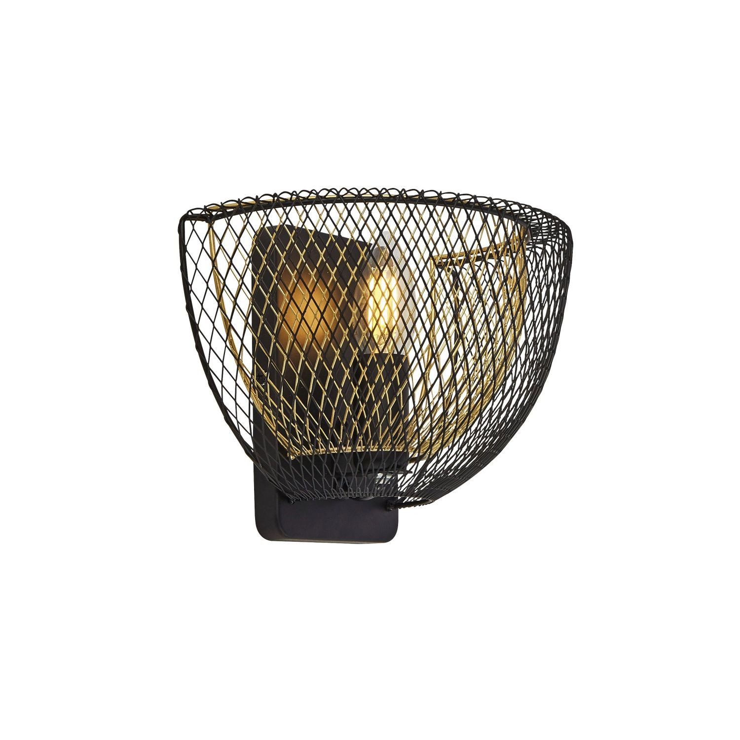 Licht-Erlebnisse Wandleuchte LUCIA, ohne Leuchtmittel, in Schwarz Gold E14 Metall mit Schalter Modern Wohnzimmer
