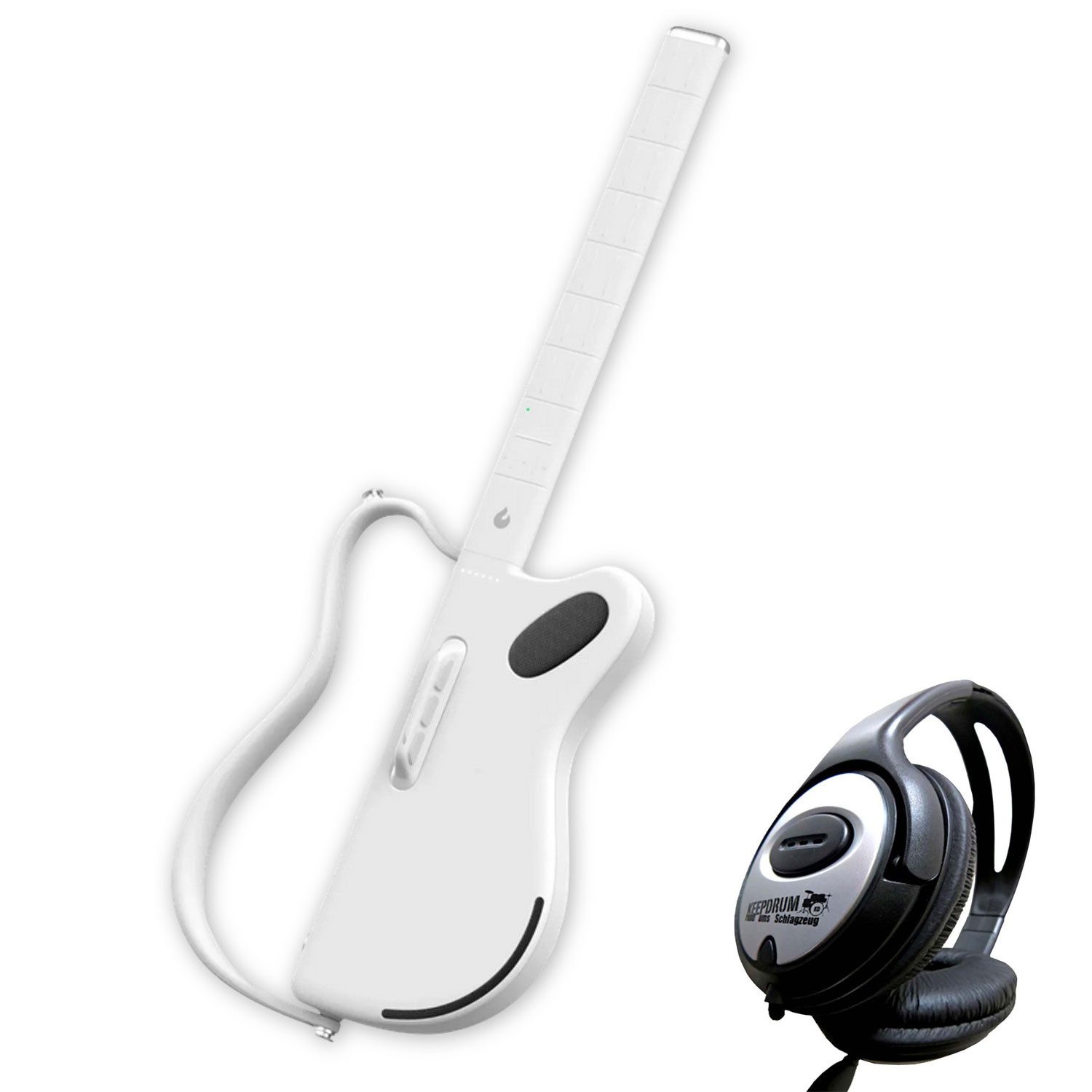 Lava Music Westerngitarre Lava Music Gitarre Genie Smart-Gitarre Weiss mit Kopfhörer, Vorteils-Set mit Kopfhörer, 6.35 mm Klinke, 3.5 mm Klinke, USB Type-C, 1-St., Smart-Gitarre