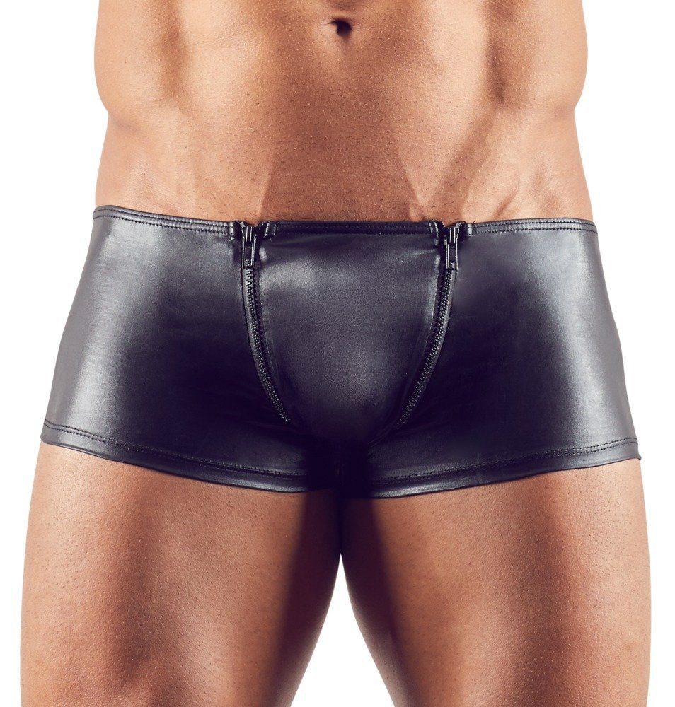 Svenjoyment Боксерские мужские трусы, боксерки Wetlook Herren Boxer-Shorts mit Reißverschlüssen - schwarz (1-St) glänzend