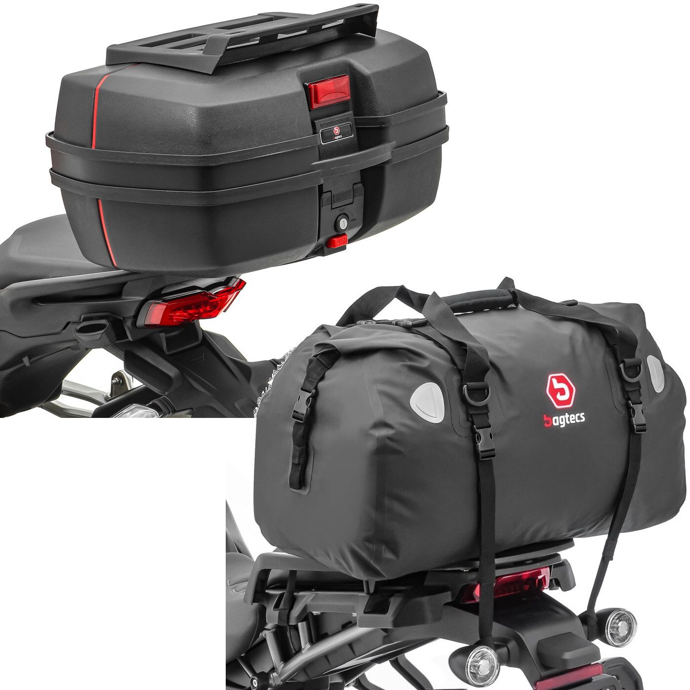 Bagtecs Schraube Set: Motorrad Topcase DK45 univ. 45 Liter mit Gepäckgrill # mit Heckta