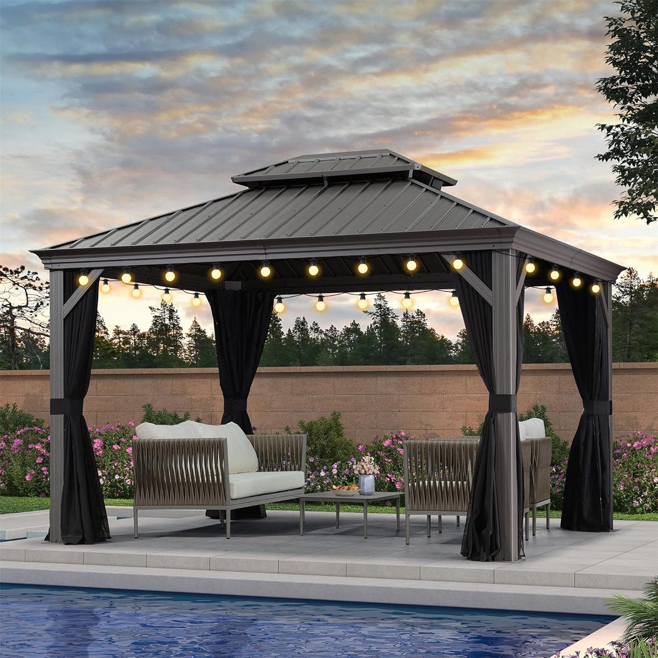 PURPLE LEAF Pavillon Hardtop Alu Gartenpavillon günstig online kaufen