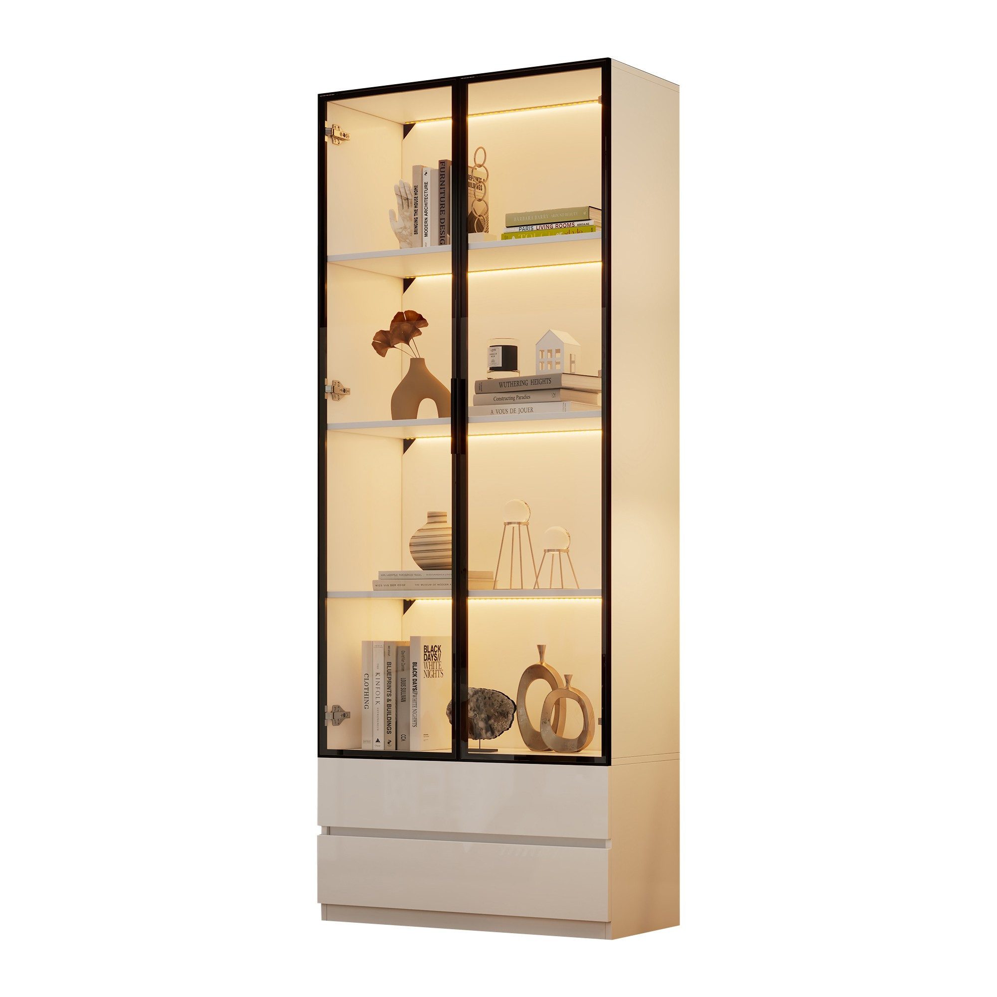 BlingBin Vitrine Glasvitrine Hochschrank mit LED-Leuchten, günstig online kaufen