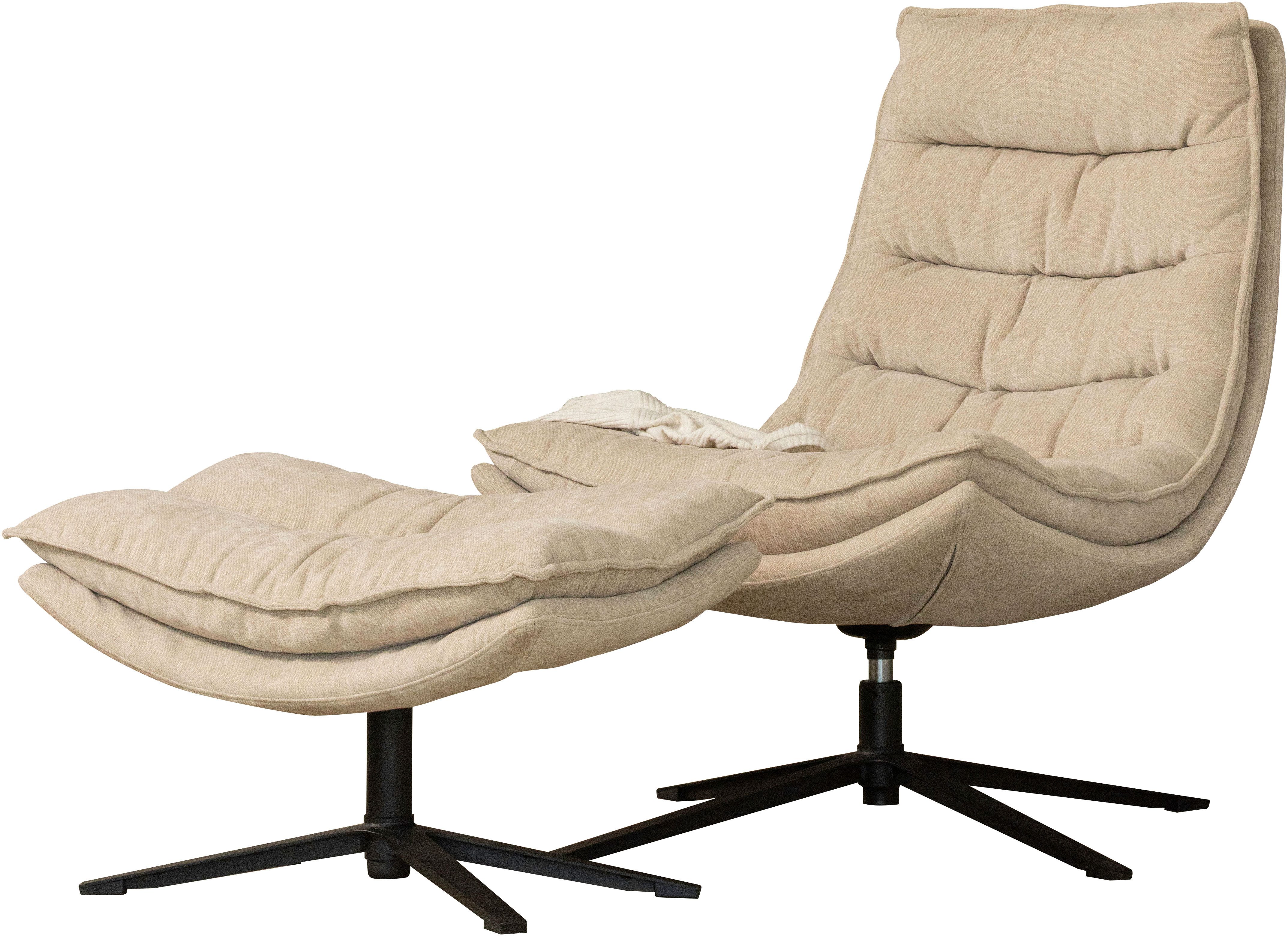 WOOOD Drehsessel Kube mit Drehmechanismus inkl. Hocker B 74 x T 89 x H 100 cm, Hohe Verschleißfestigkeit, Newt-Chenillebezug, Tragkraft 120 kg