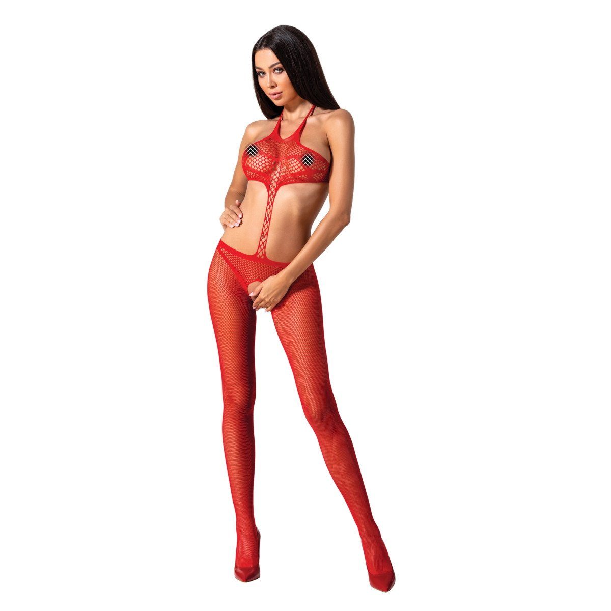 Passion-Exklusiv Catsuit PE Bodystocking BS080 red - (S/L)