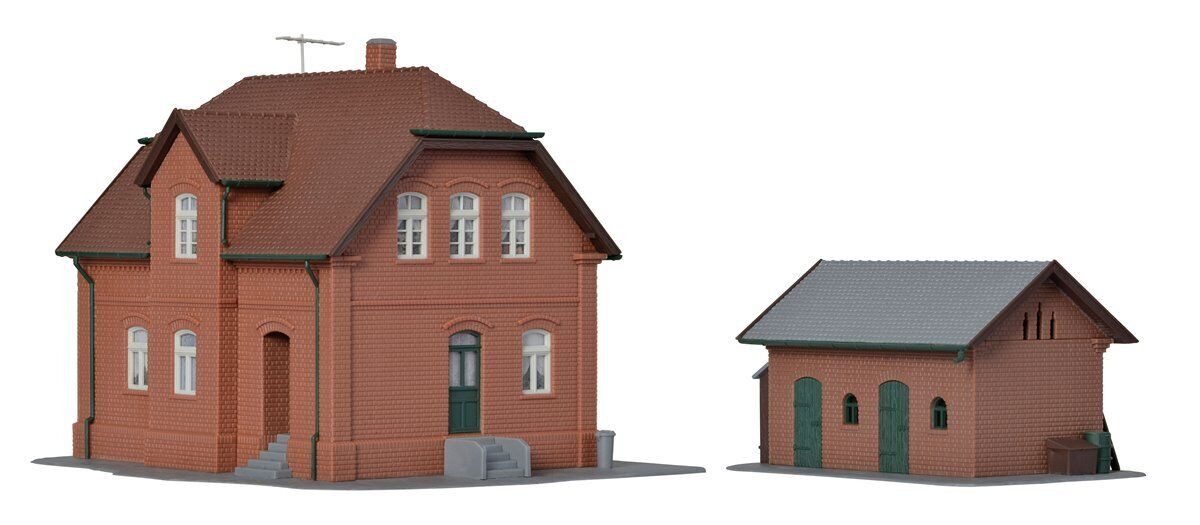Kibri Modelleisenbahn-Gebäude Kibri 38190 H0 Siedlungshaus in Bottrop mit Nebengebäude, Spur H0