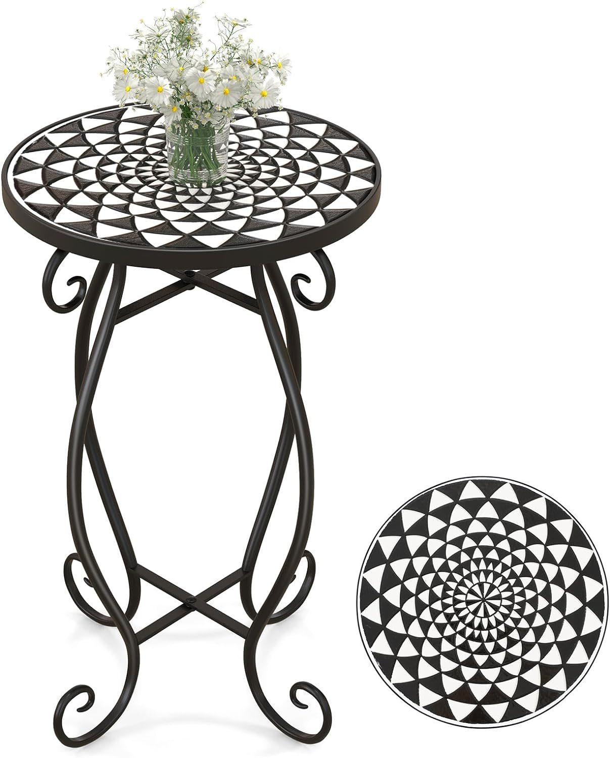 KOMFOTTEU Gartentisch Mosaik Beistelltisch, mit Metallgestell, günstig online kaufen