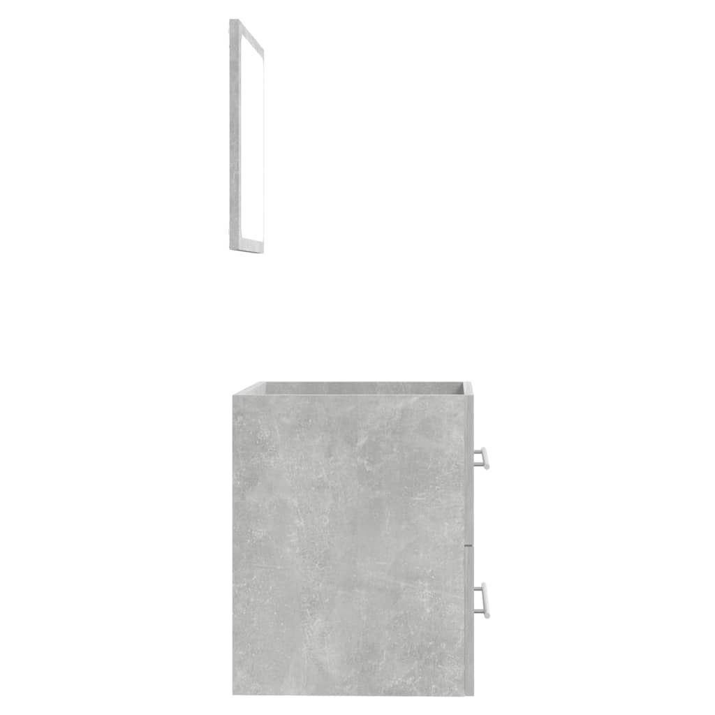 cm, Betongrau 41x38,5x48 Badezimmer-Set Badschrank vidaXL Spiegel mit (1-St)