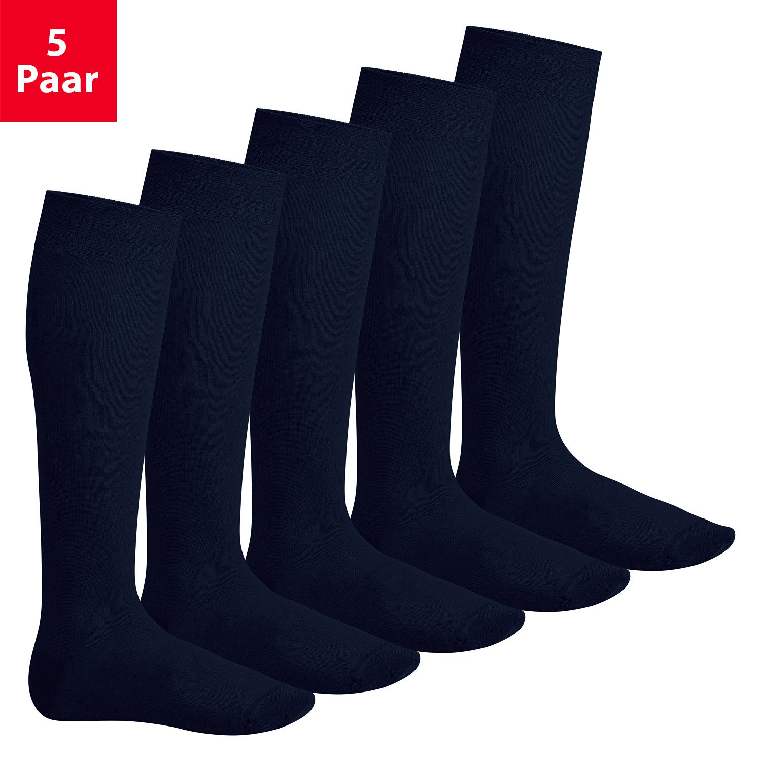 Footstar Langsocken EVERYDAY! 5 PAAR Damen & Herren Kniestrümpfe Lange Socken kniehoch
