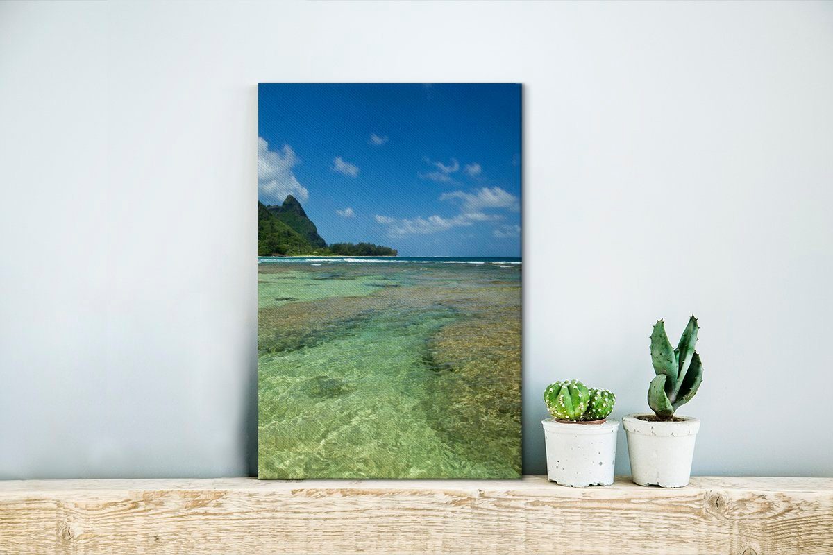 OneMillionCanvasses® Leinwandbild Zackenaufhänger, Gemälde, Fotodruck, fertig (1 Leinwandbild bespannt Ozean 20x30 St), cm Kauai inkl