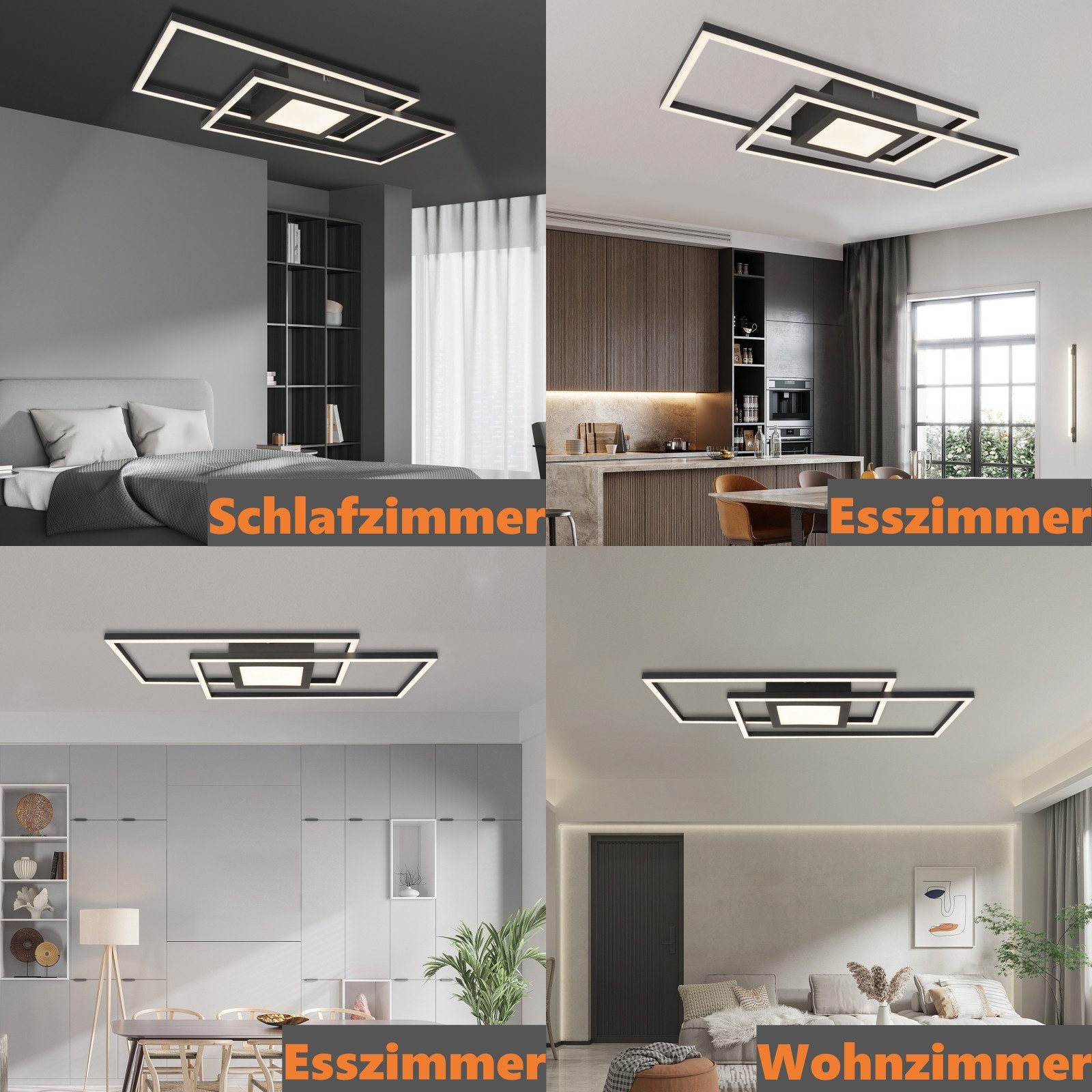 IMPTS Deckenleuchte Deckenbeleuchtung Schwarz Dimmbar Deckenlampe mit Nacht günstig online kaufen