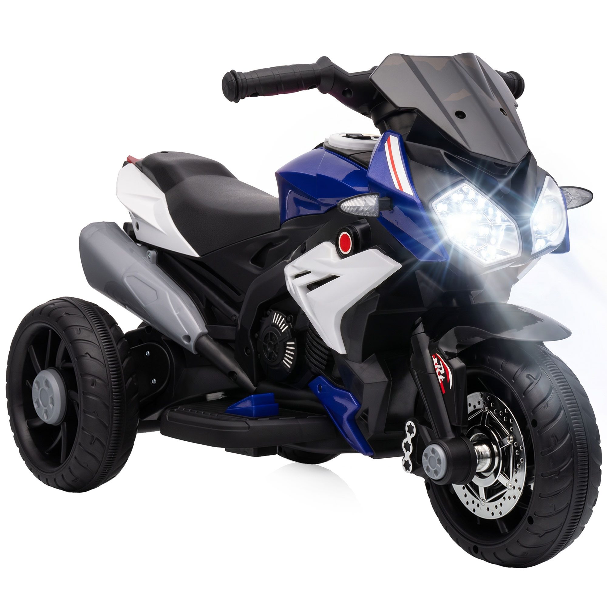 HOMCOM Elektro-Kindermotorrad Elektromotorrad mit Musik, Kindermotorrad Rot+Schwarz, Belastbarkeit 25 kg, (1-tlg), für Kinder von 3-5 Jahren, Blau+Weiß