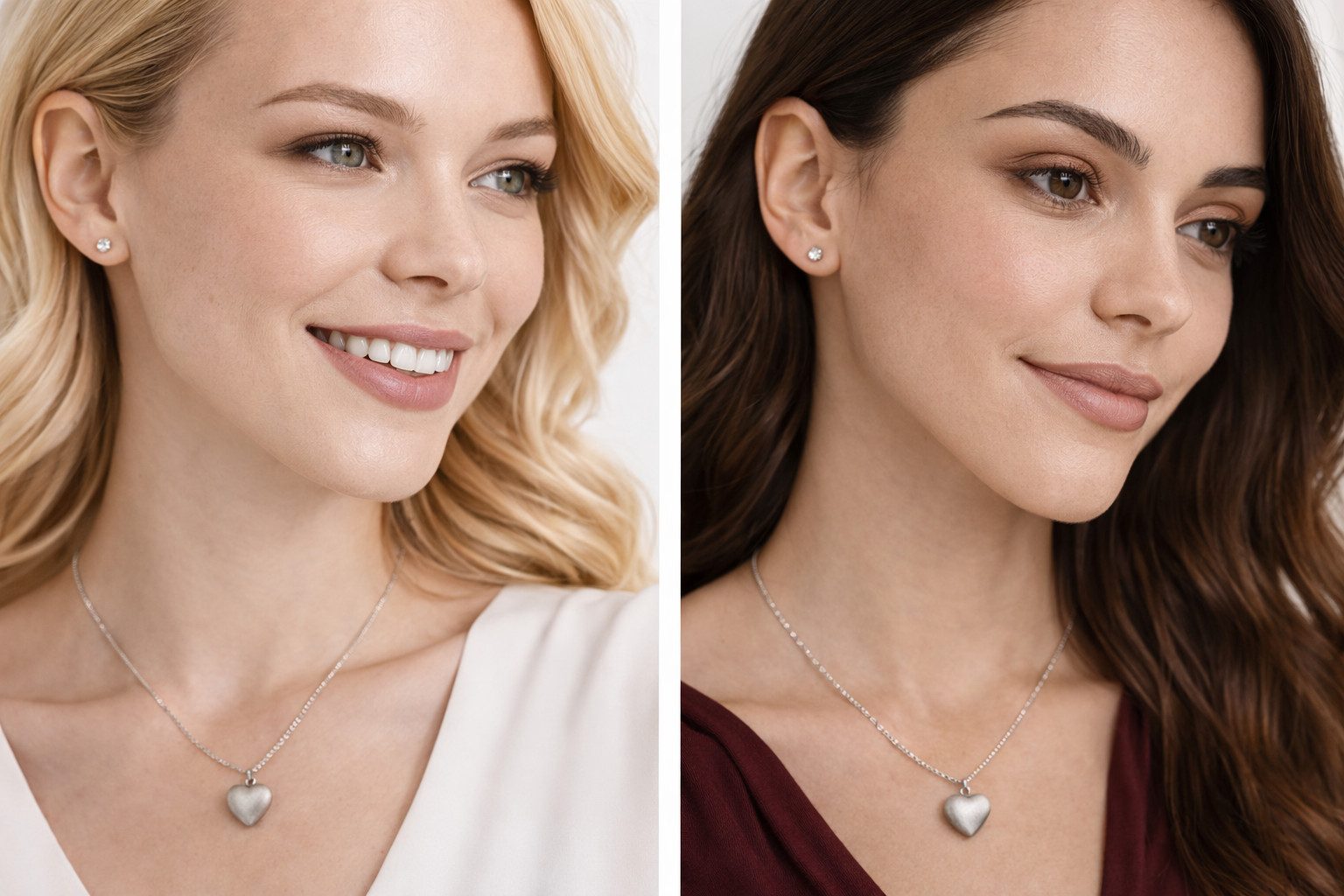 M-Diamant Edelstahlkette Edelstahl-Halskette – Doppellagige Damenkette, Doppellagiges Design, eleganter Look