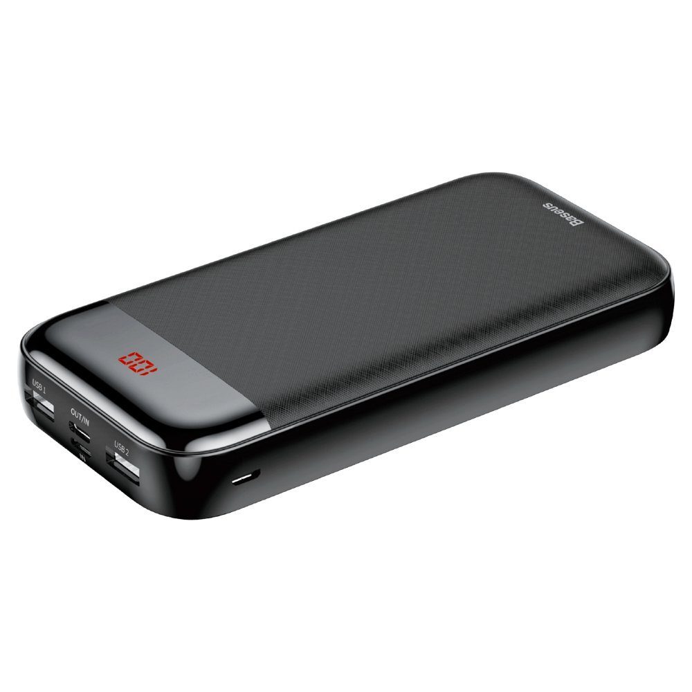 Baseus Baseus Mini Cu Powerbank 20000 mAh 3A 2x USB Ports / USB-C  Akkuladegerät Zubehör für Samsung Galaxy, Huawei, Tablet Schwarz Powerbank  20000 mAh