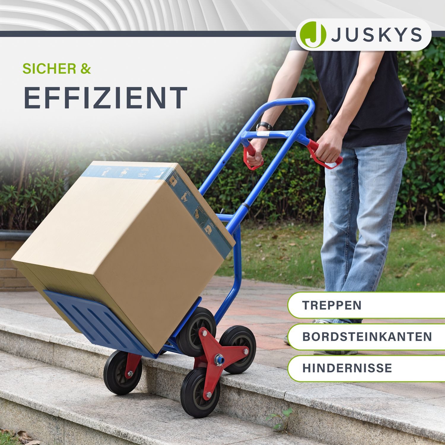 Juskys stair climbing hand truck, foldable, with hard rubber tires and steel frame, up to 100 kg