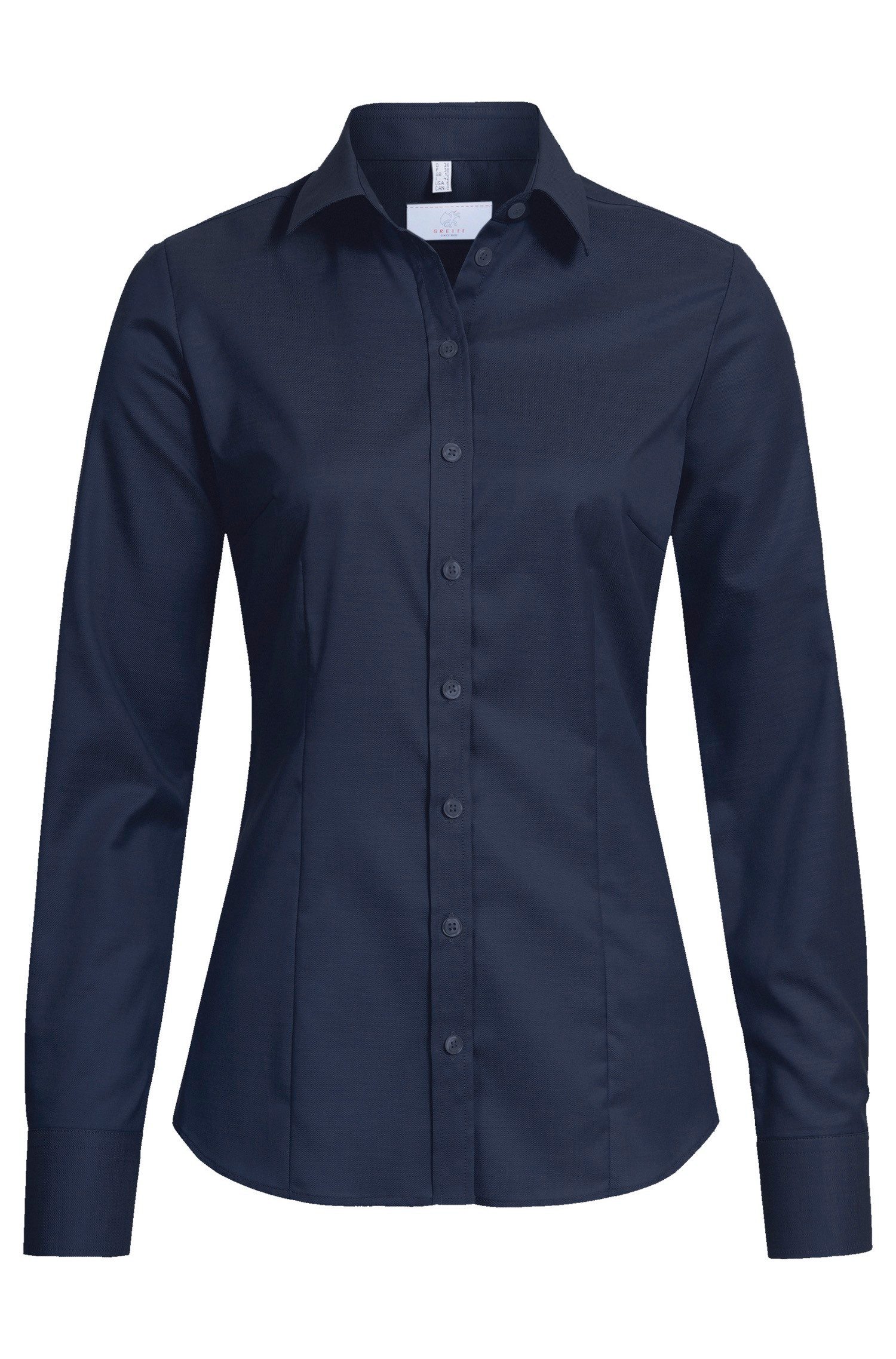 Langarmbluse Greiff Modern with 37.5® Damen Bluse Langarm Kent Slim-Fit Marine