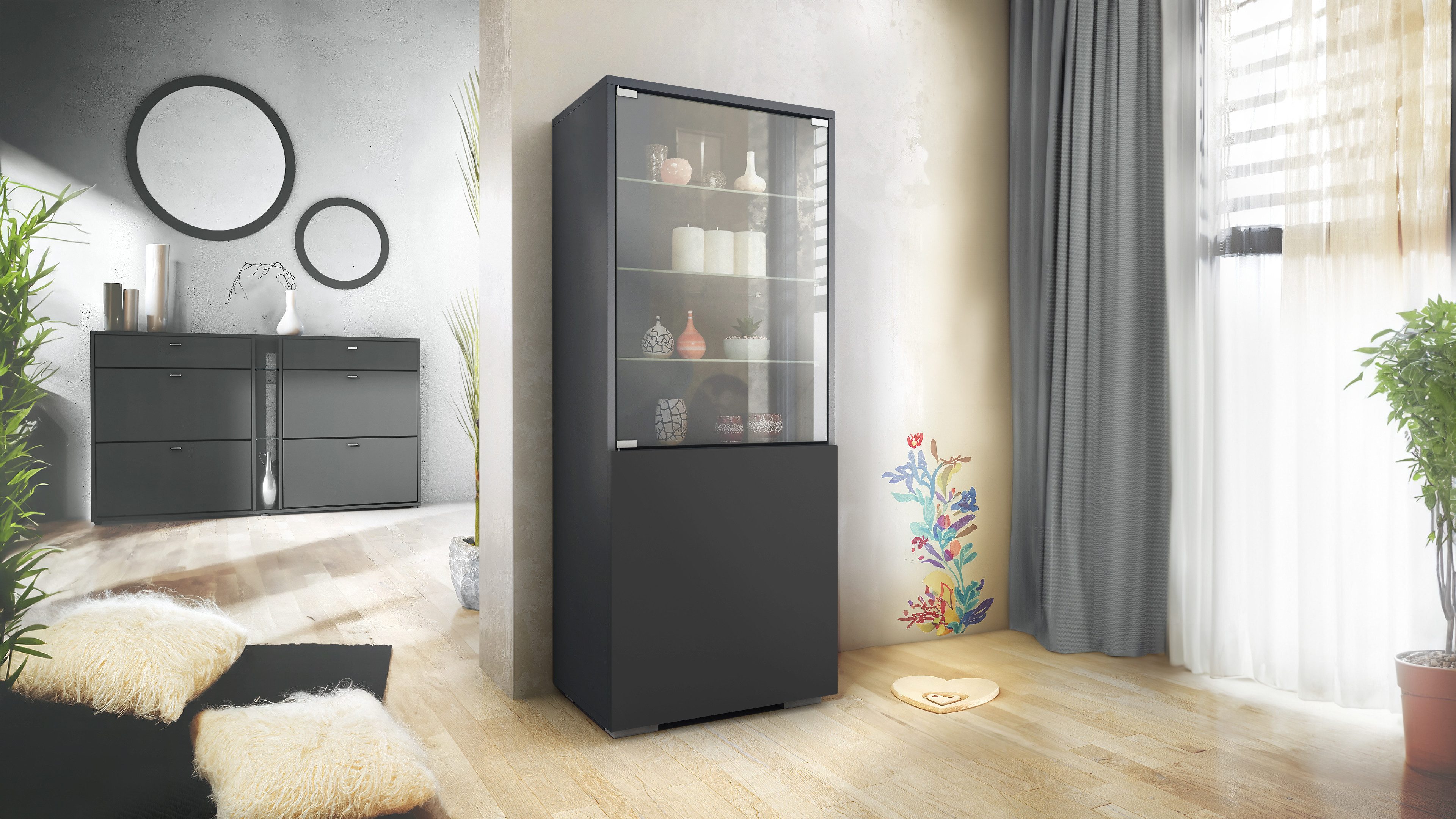 Vladon Standvitrine Granada (Vitrinenschrank, mit Glastür günstig online kaufen