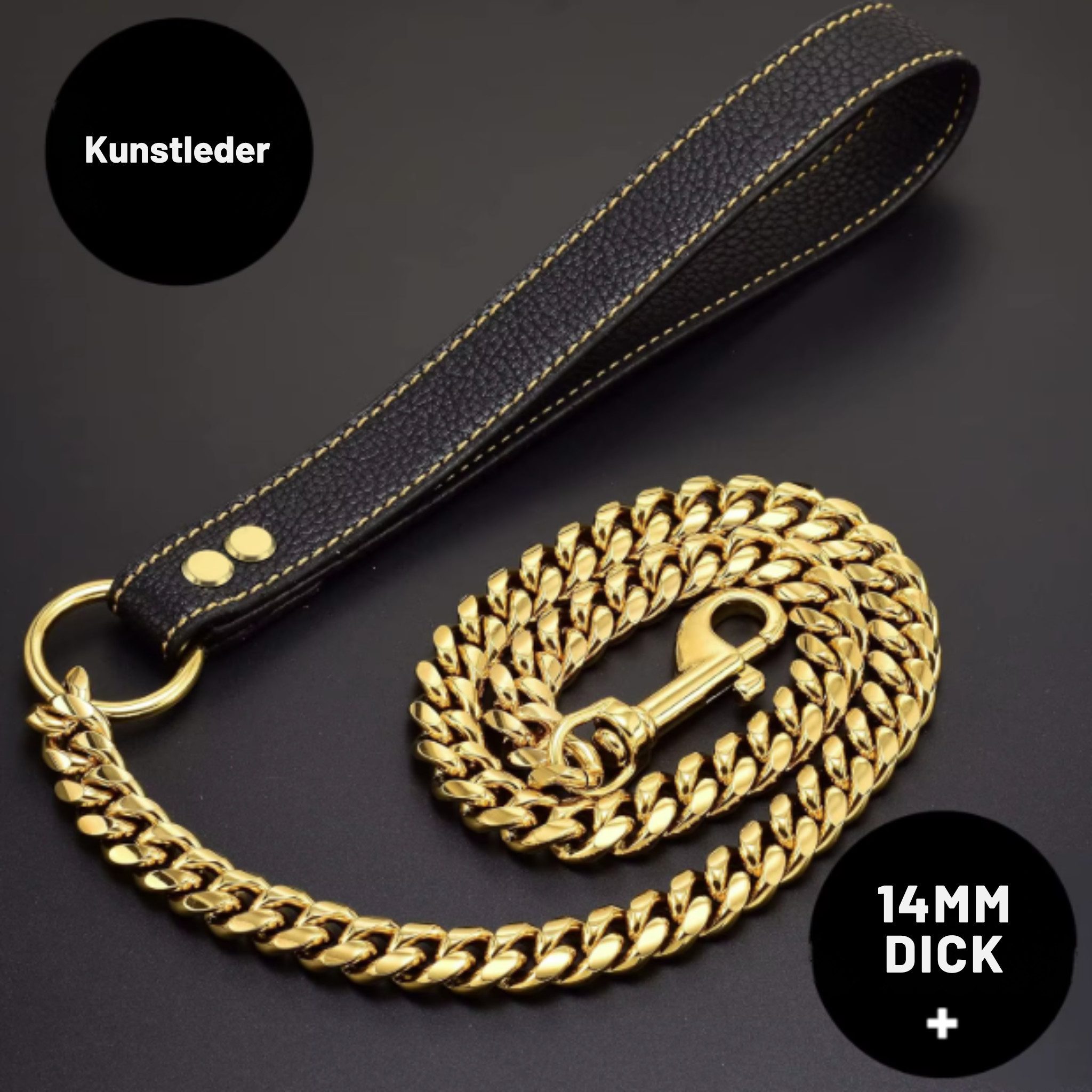 HS.SUPPLY Hunde-Halsband Hundekette aus Edelstahl inkl. Hundeleine, Sicheres Hundehalsband als stylische Kette