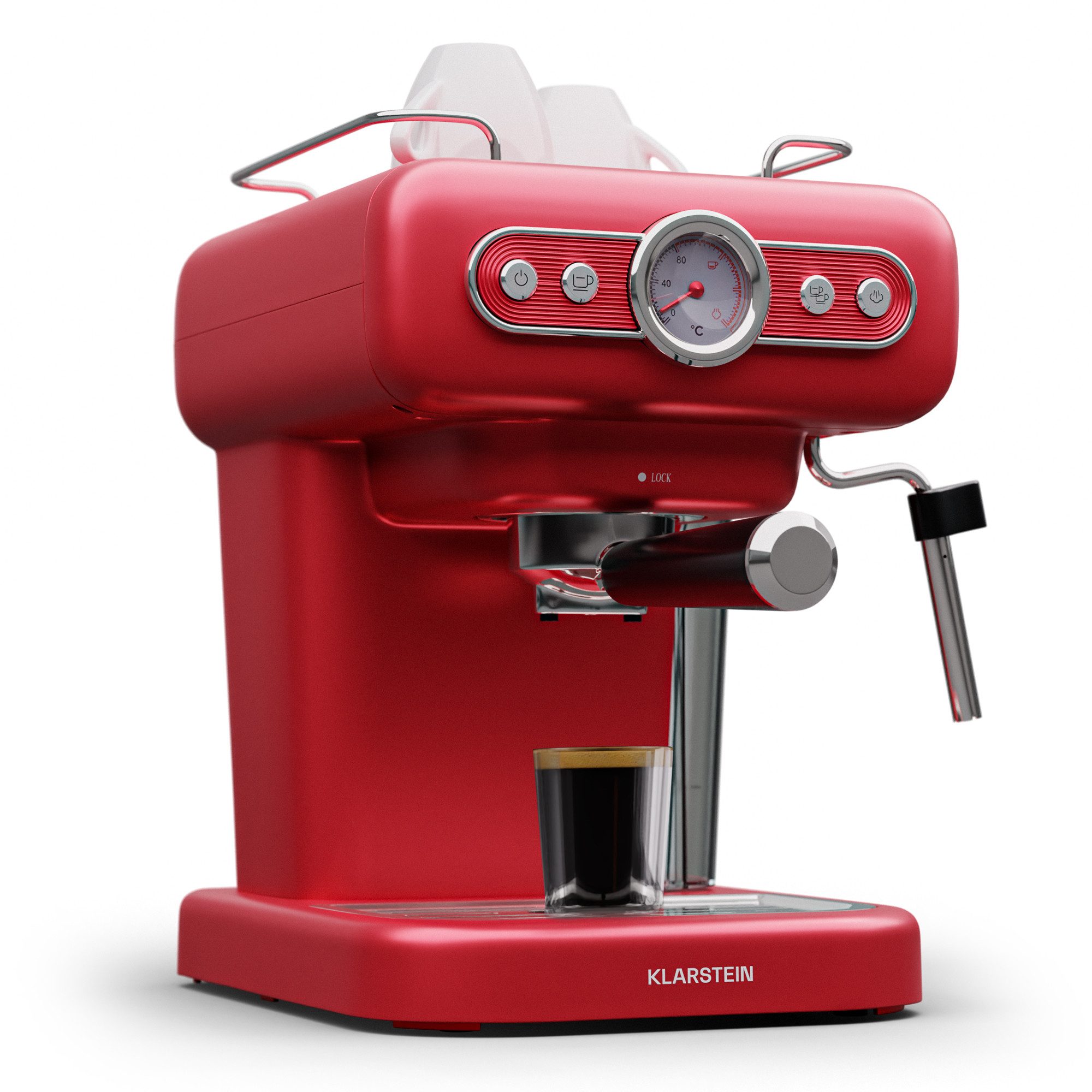 Klarstein Espressomaschine, 1.2l Kaffeekanne, Kaffeemaschine 950 W 19 Bar 2 Tassen