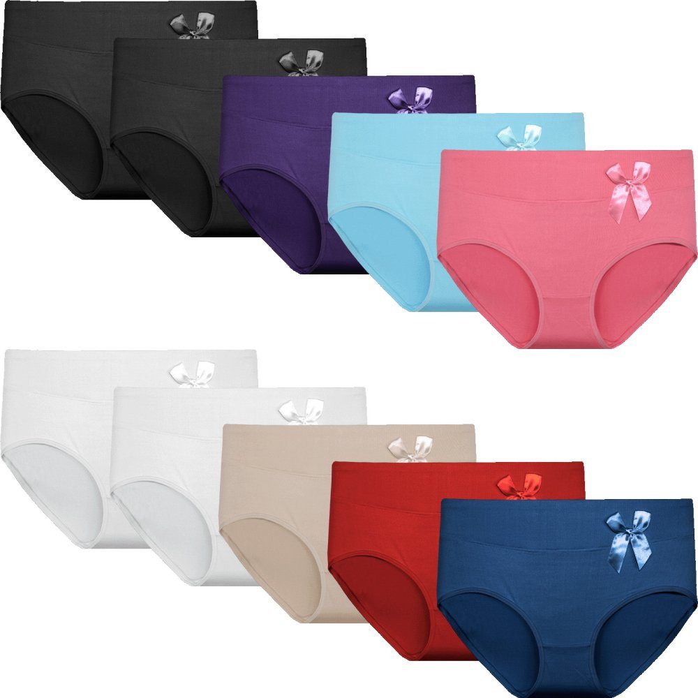 Slip 5er Damen Slips Unterhosen Baumwolle Panty Unterwäsche 9033 Schleife