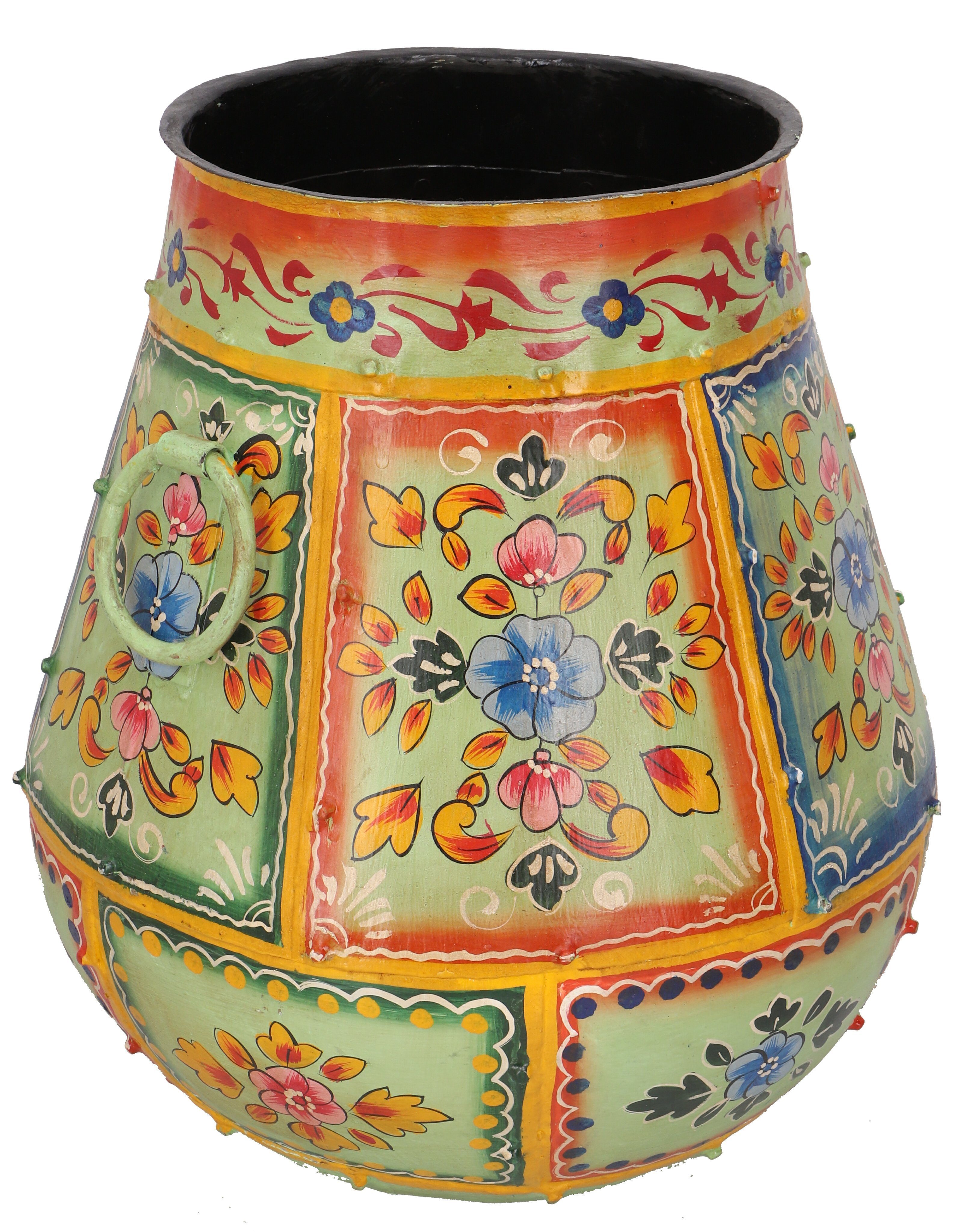 Vase, Vintage Guru-Shop handbemalt.. Metall Rajasthan, Krug Dekovase