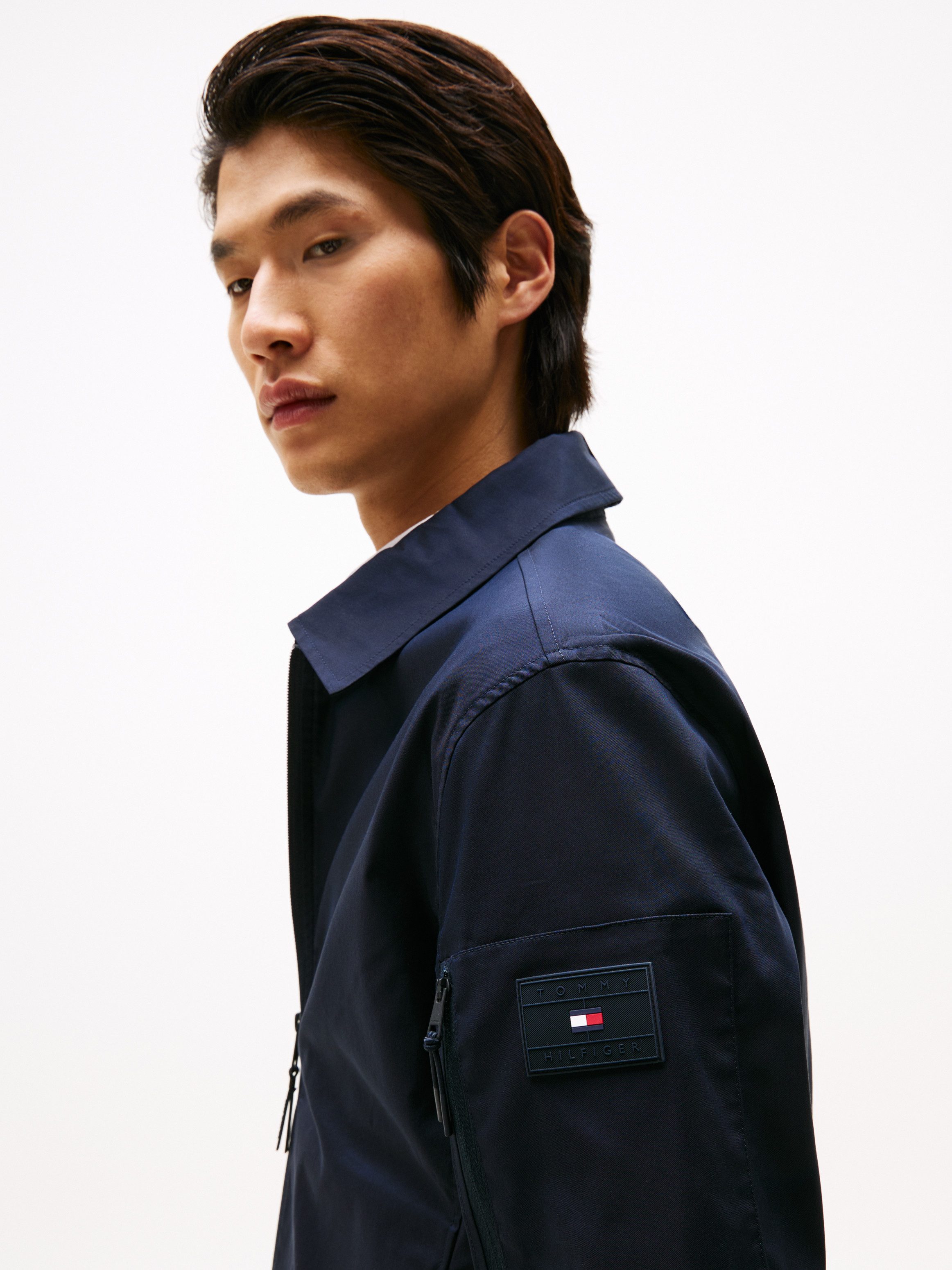 Tommy Hilfiger Hemdjacke TECH SHIRT JACKET leichter Herren-Blouson mit Hemdkragen Übergangsjacke Baumwolle