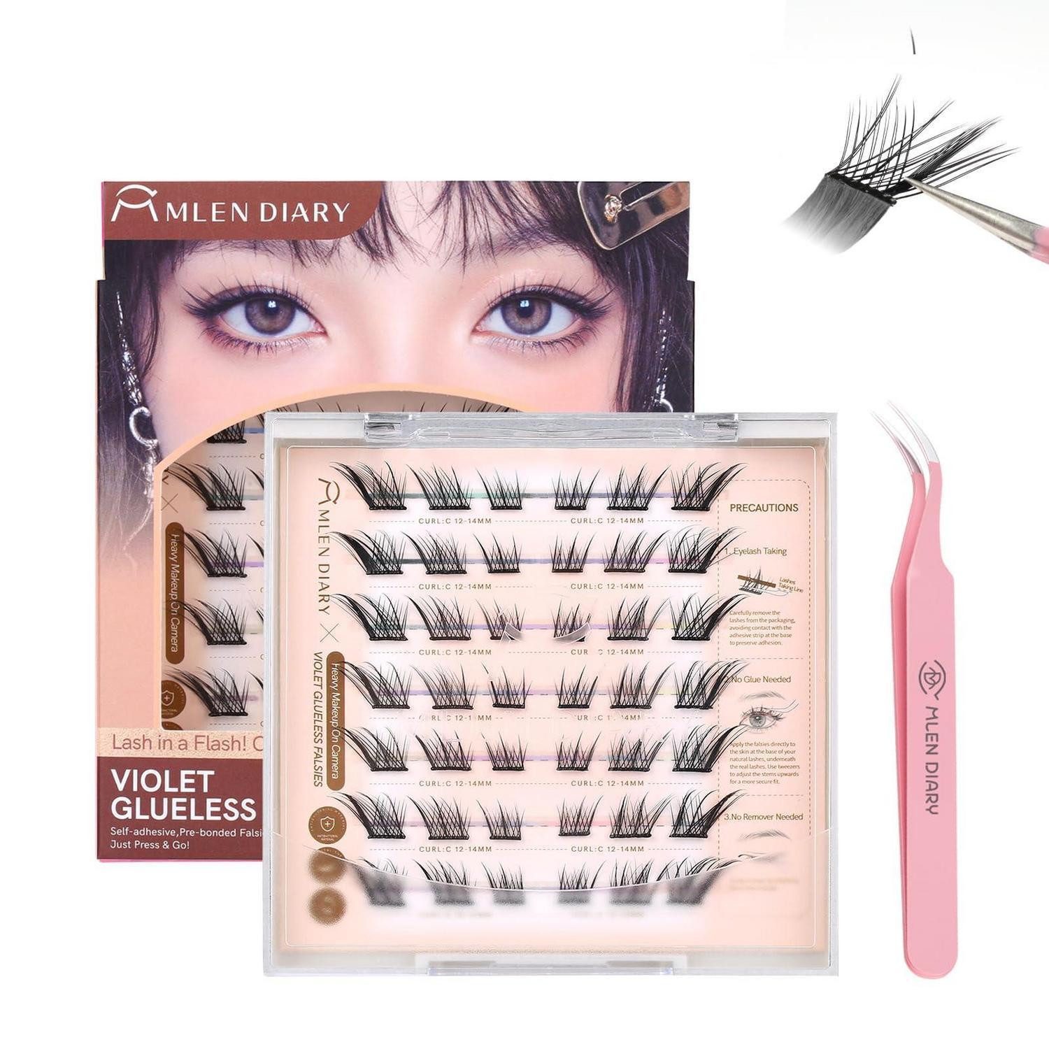 LuxusKollektion Einzelwimpern Selbstklebende Wimpern D Curl 12-14mm Schwarz