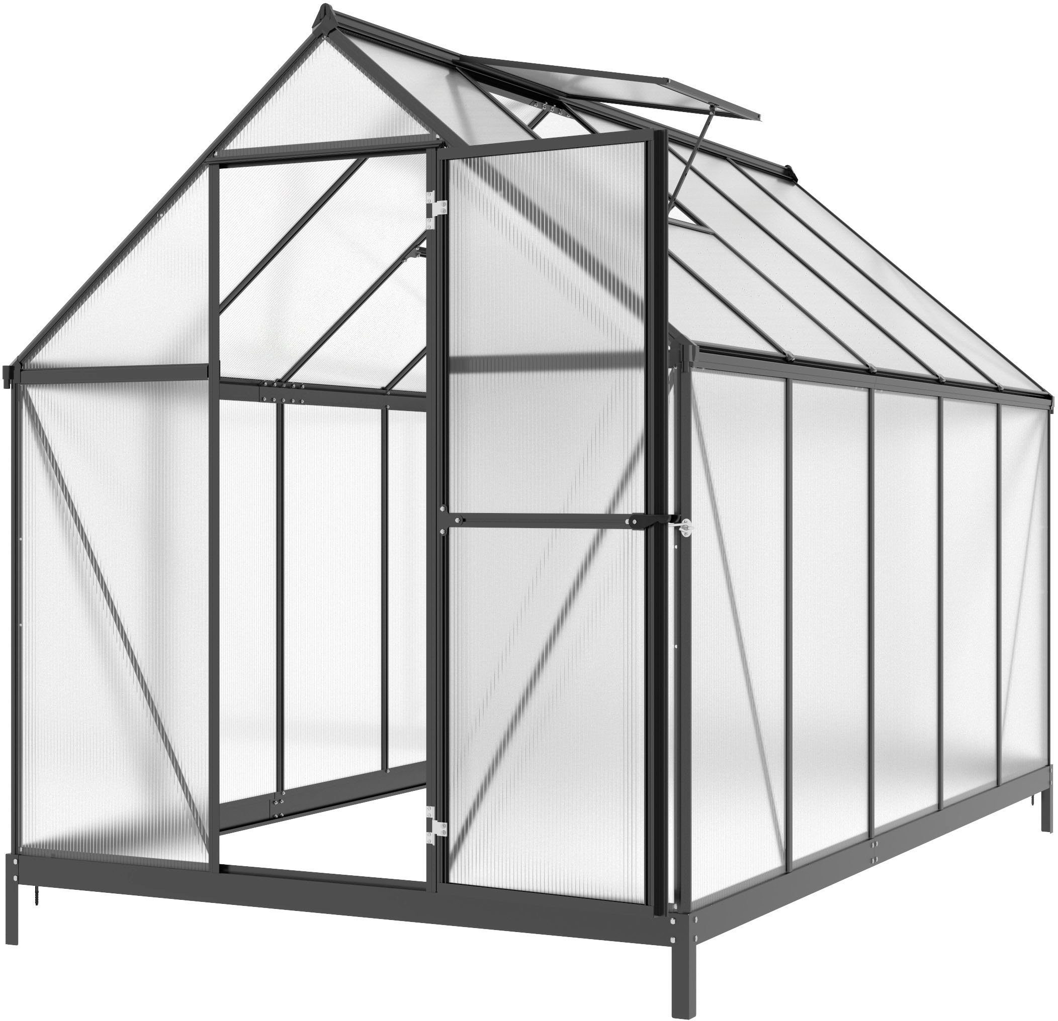 KONIFERA Gewächshaus Almería, BxTxH: 182 x 304 x 208 cm, 4 mm Wandstärke, Set, mit Fundamentrahmen