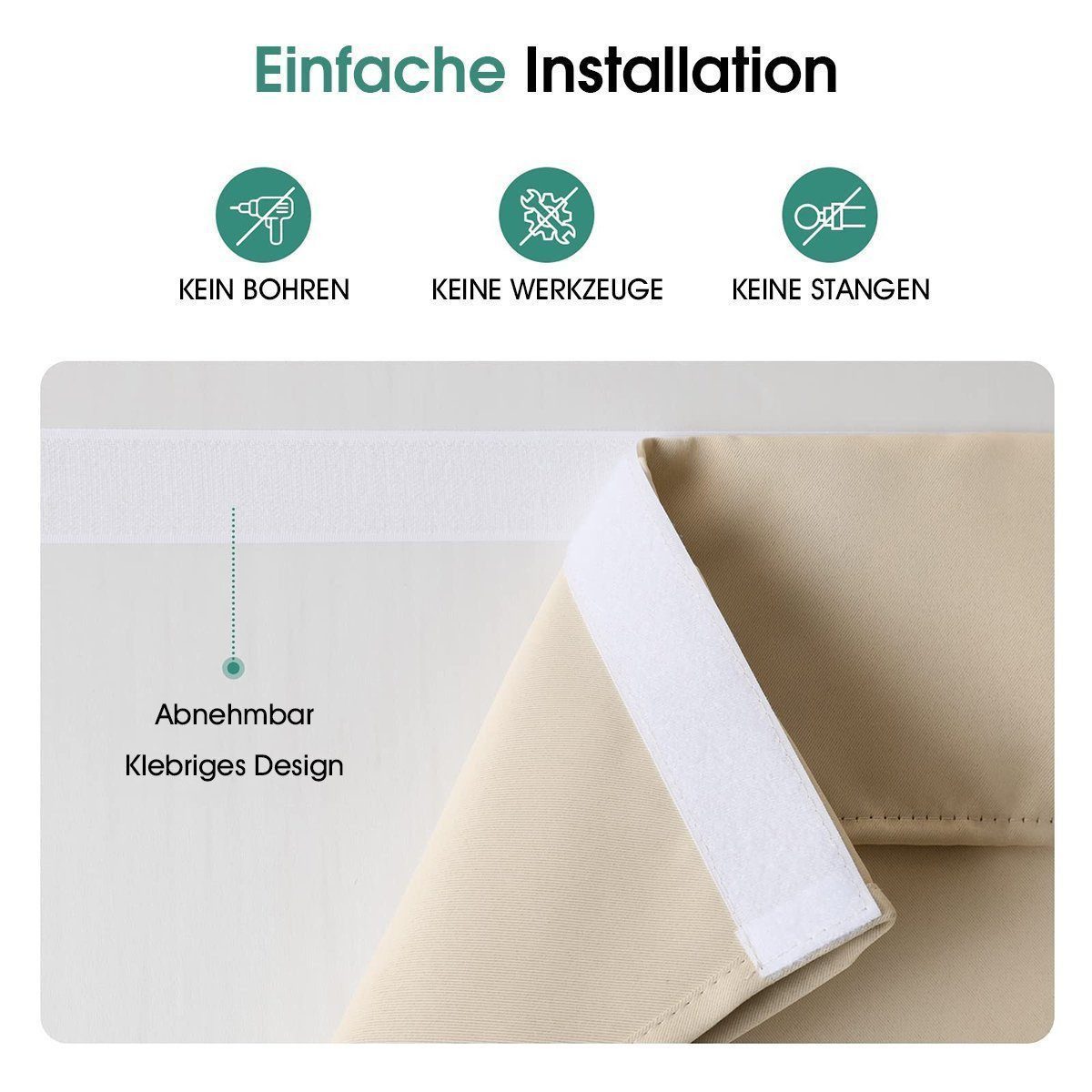 BYSURE Türvorhang Französische Türvorhänge, Sichtschutz, Verdunkelung für Glastüren (1 St), Klettband, blickdicht, Türgardine Einfache Montage für Küche Wohnzim – Bild 5 von 5