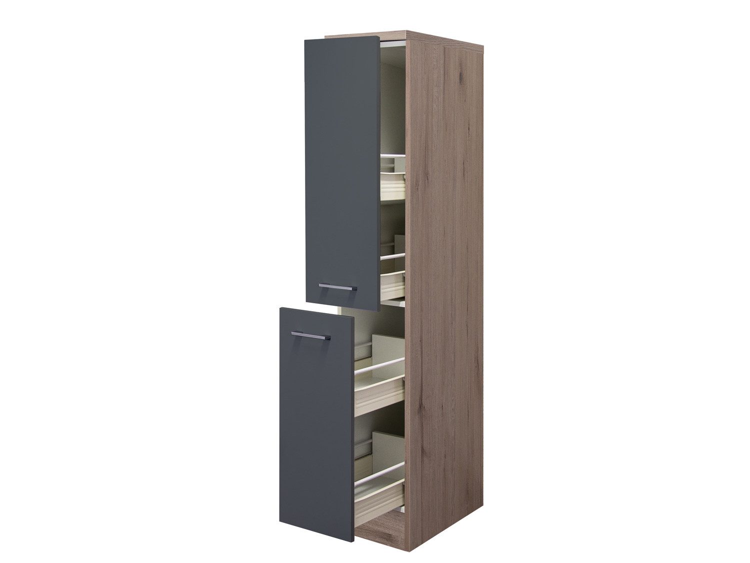 Flex-Well Apothekerschrank Demi Apothekerschrank Küche - 30 cm breit - Basaltgrau Matt San Remo E