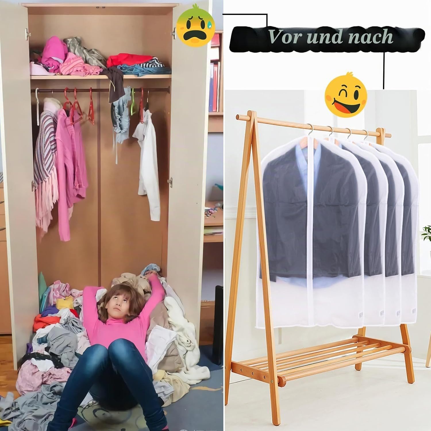 Toomoke Kleidersack Kleidersack Staubschutz für Kleidung, Kleidersack mit Reißverschluss 60x100cm, staub- und wasserdicht, kann immer wieder gewaschen werden
